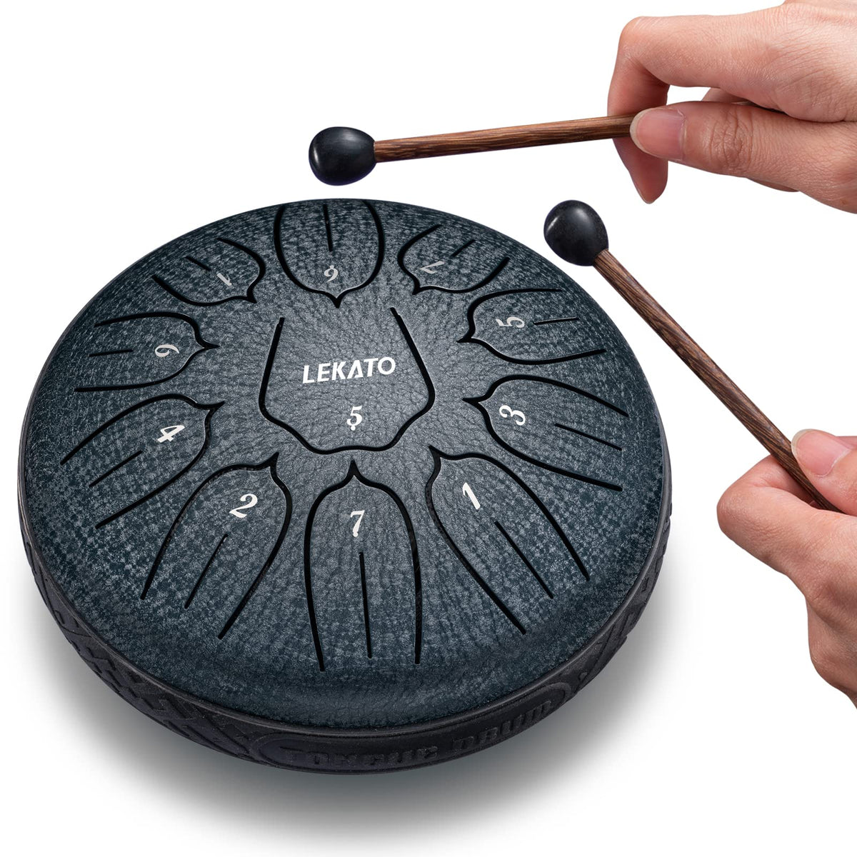 Steel Tongue Drum 6 Inch 11 Notes, Lekato Steel Drum D Major Beginner Hanpan Drum Percussion For Musical Education Zen Meditatio