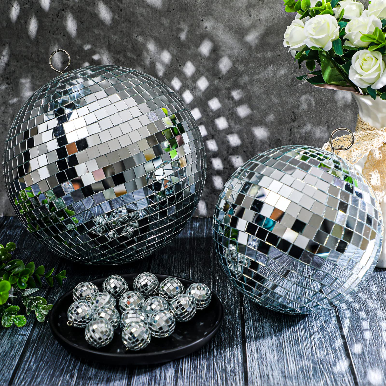 17 Pack Large Disco Ball Small Hanging Mirror Disco Decorations For Party Wedding Dance And Music Festivals Decor Club Stage Pro