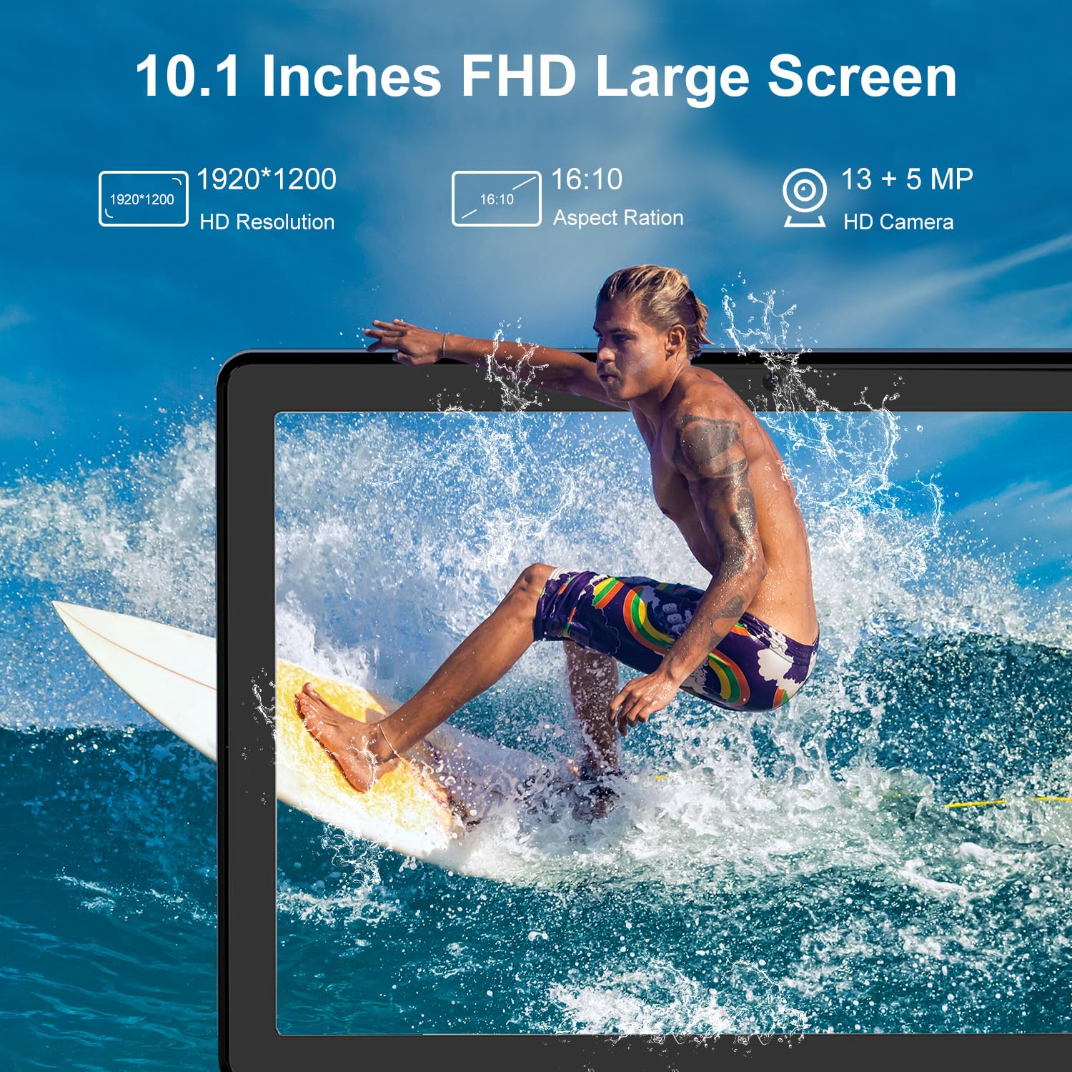 Vneimqn 10 Inch Tablet, 1080P Full Hd,128Gb /Octa-Core Processor, 5Mp /13Mp Camera,8000Mah,Android 12 Tablet, 1Tb Expand, Wifi 6