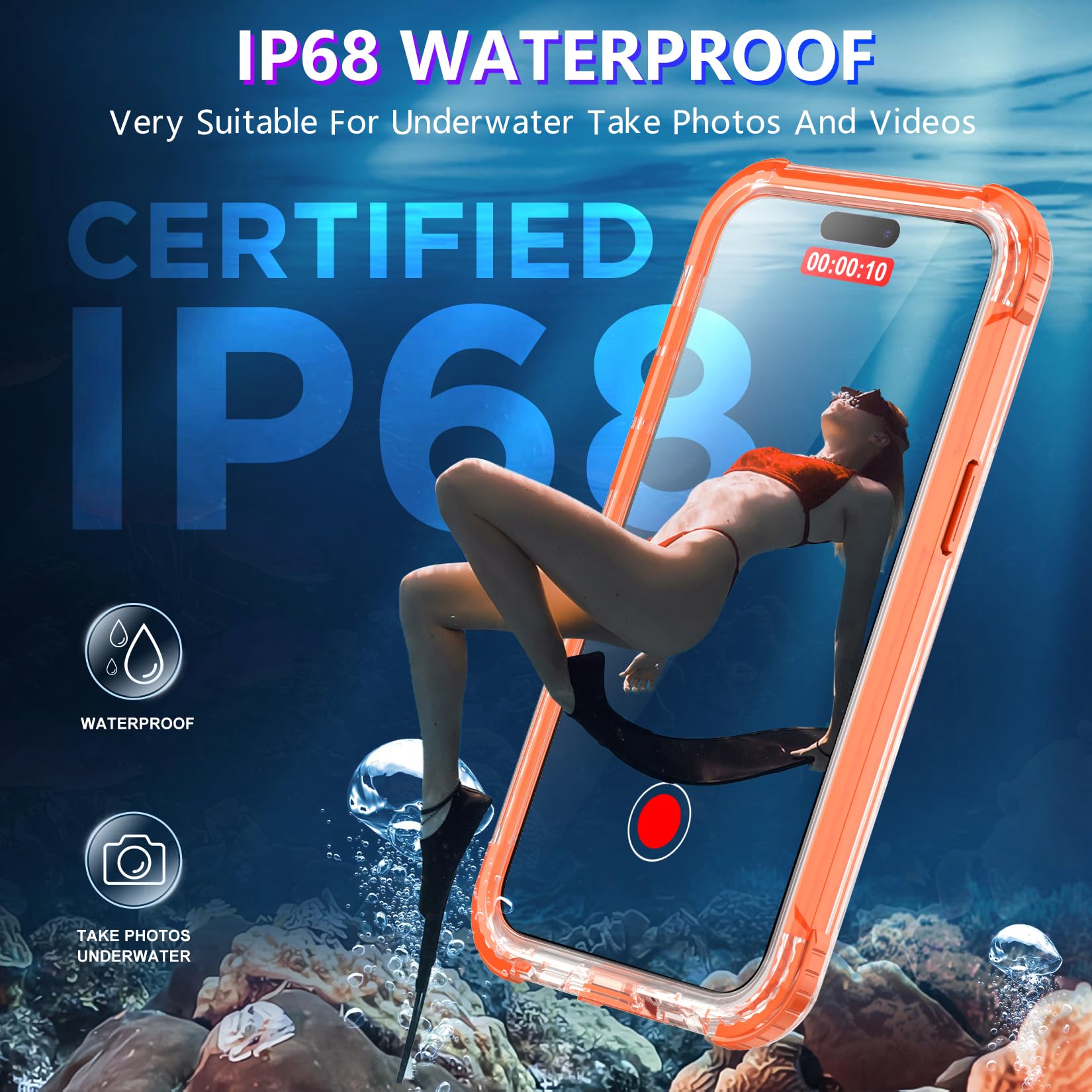 Red2Fire 2024 New For Iphone 15 Case Waterproof, [Compatible With Magsafe][Built In Camera & Screen Protector][Full Body Shockpr