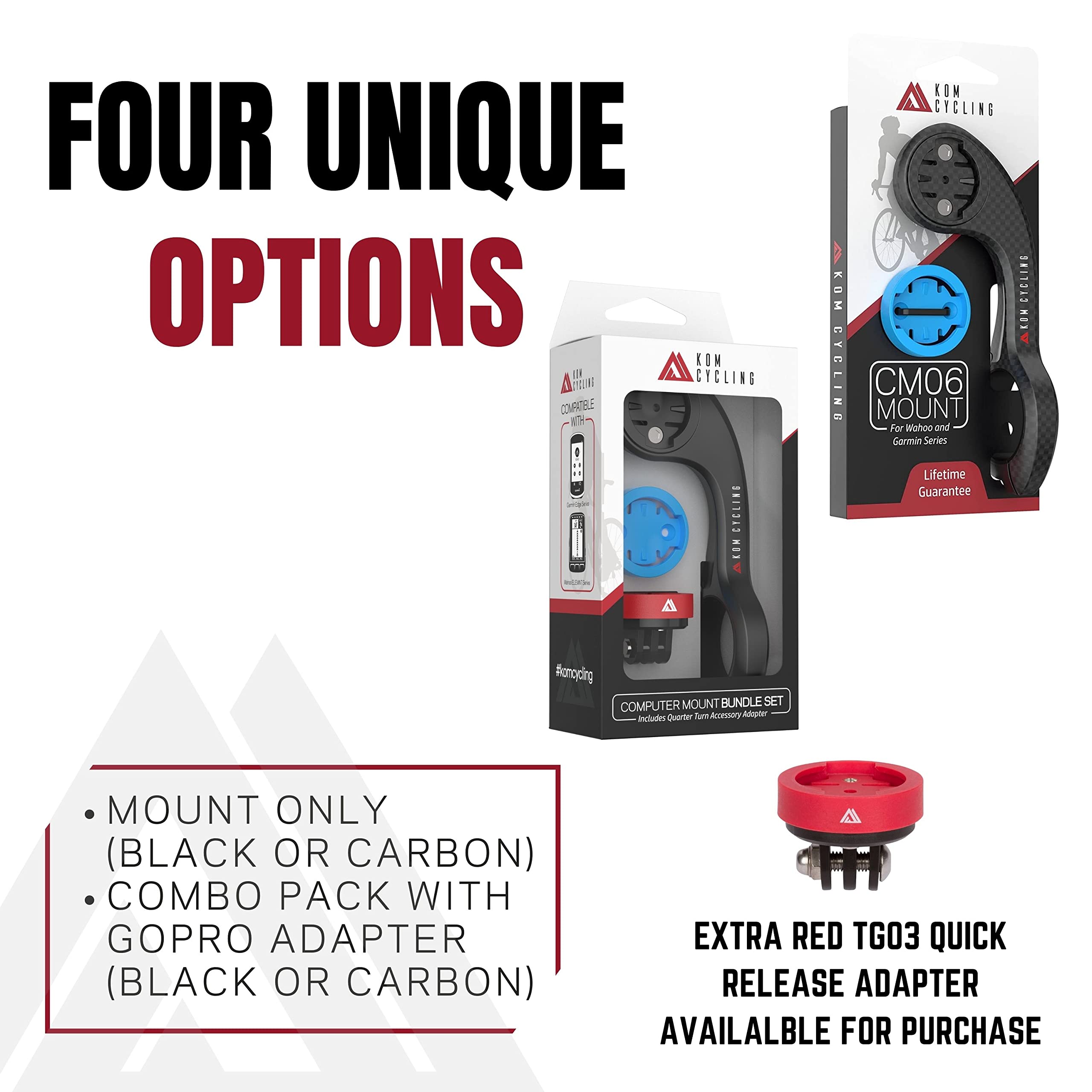 Kom Cycling Cm06 Quick Release Gopro Computer Mount For Wahoo And Garmin Bike Computers (Bike Mount Compatible With Edge 1030, E