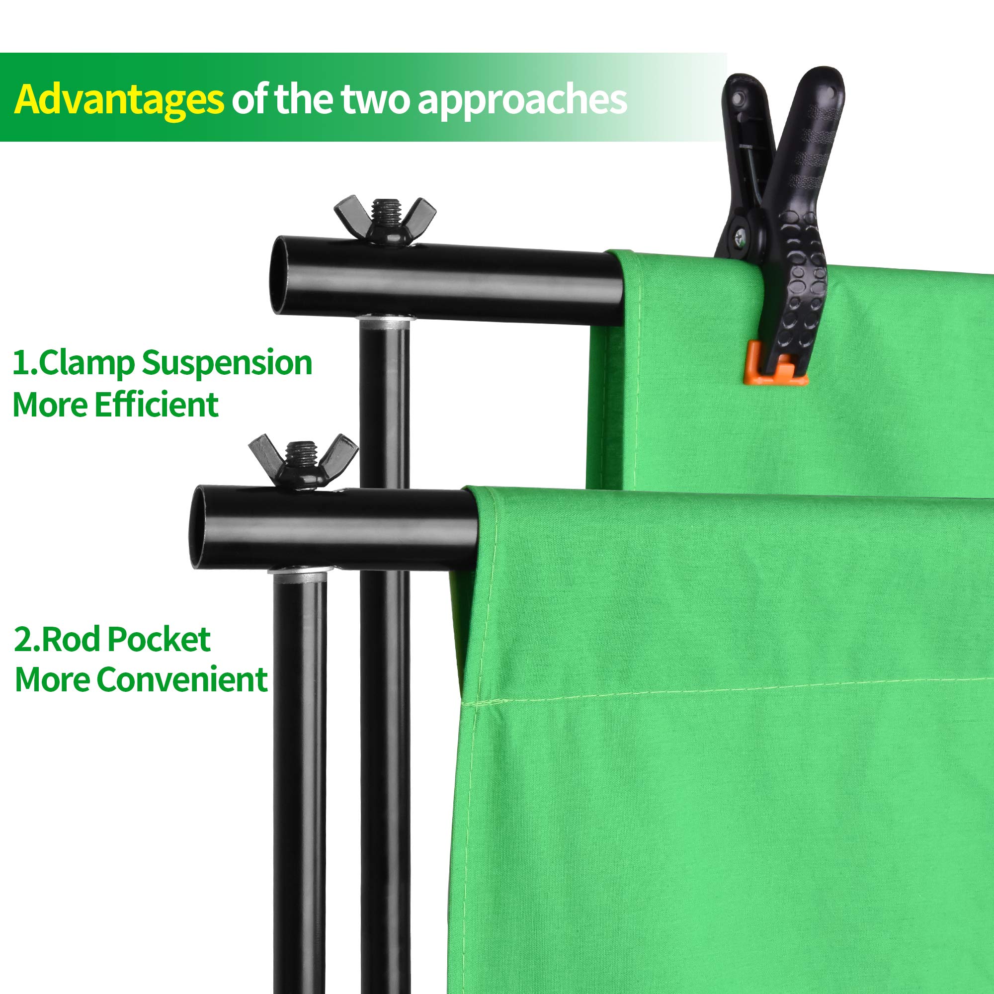 Emart Photo Video Studio 8.5 X 10Ft Green Screen Backdrop Stand Kit, Photography Background Support System With 10 X12Ft 100% Cotton Muslin Chromakey Curtain