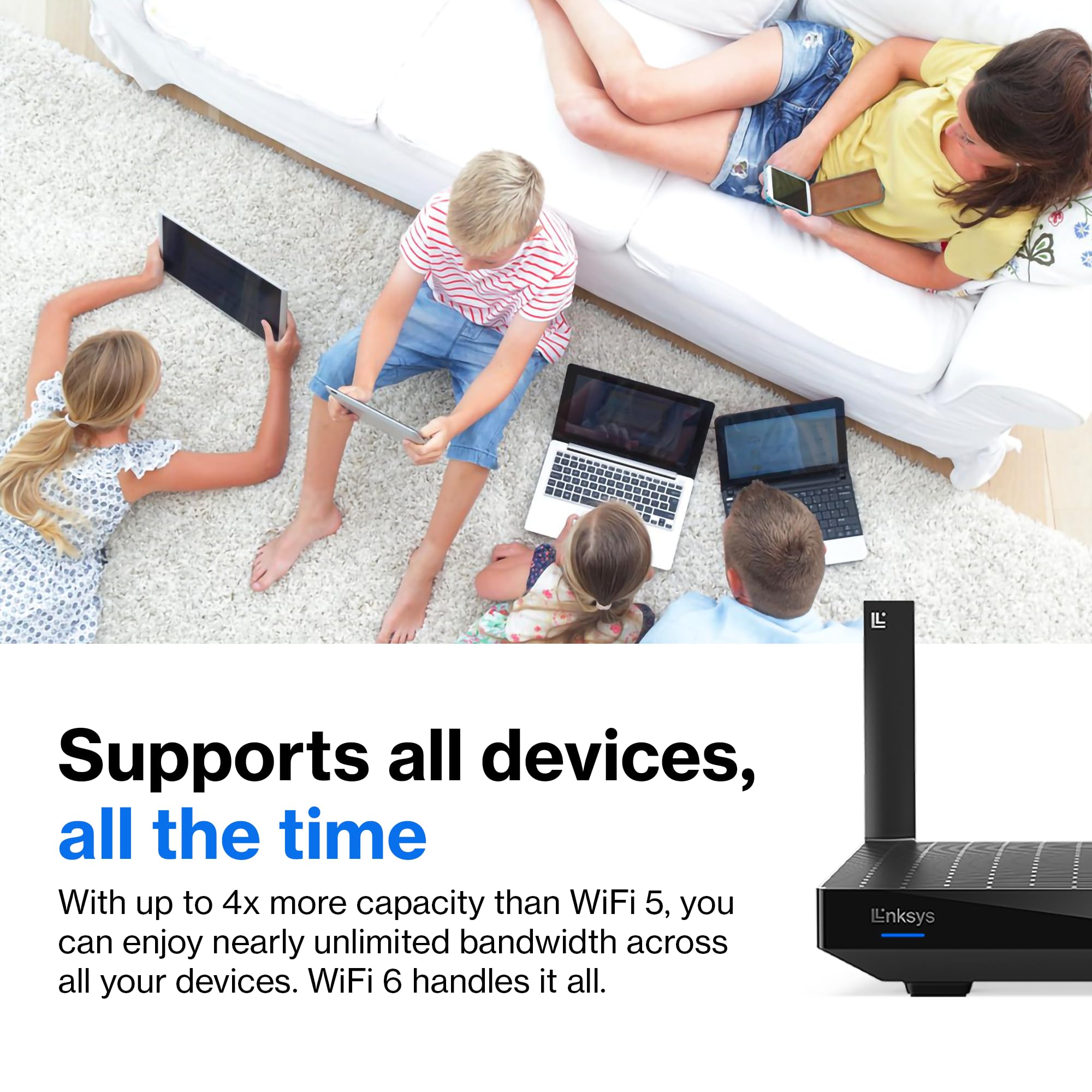 Linksys Mesh Wifi 6 Router, Dual Band, 1,700 Sq. Ft Coverage, 25+ Devices, Speeds Up To (Ax1800) 1.8Gbps   Mr7350