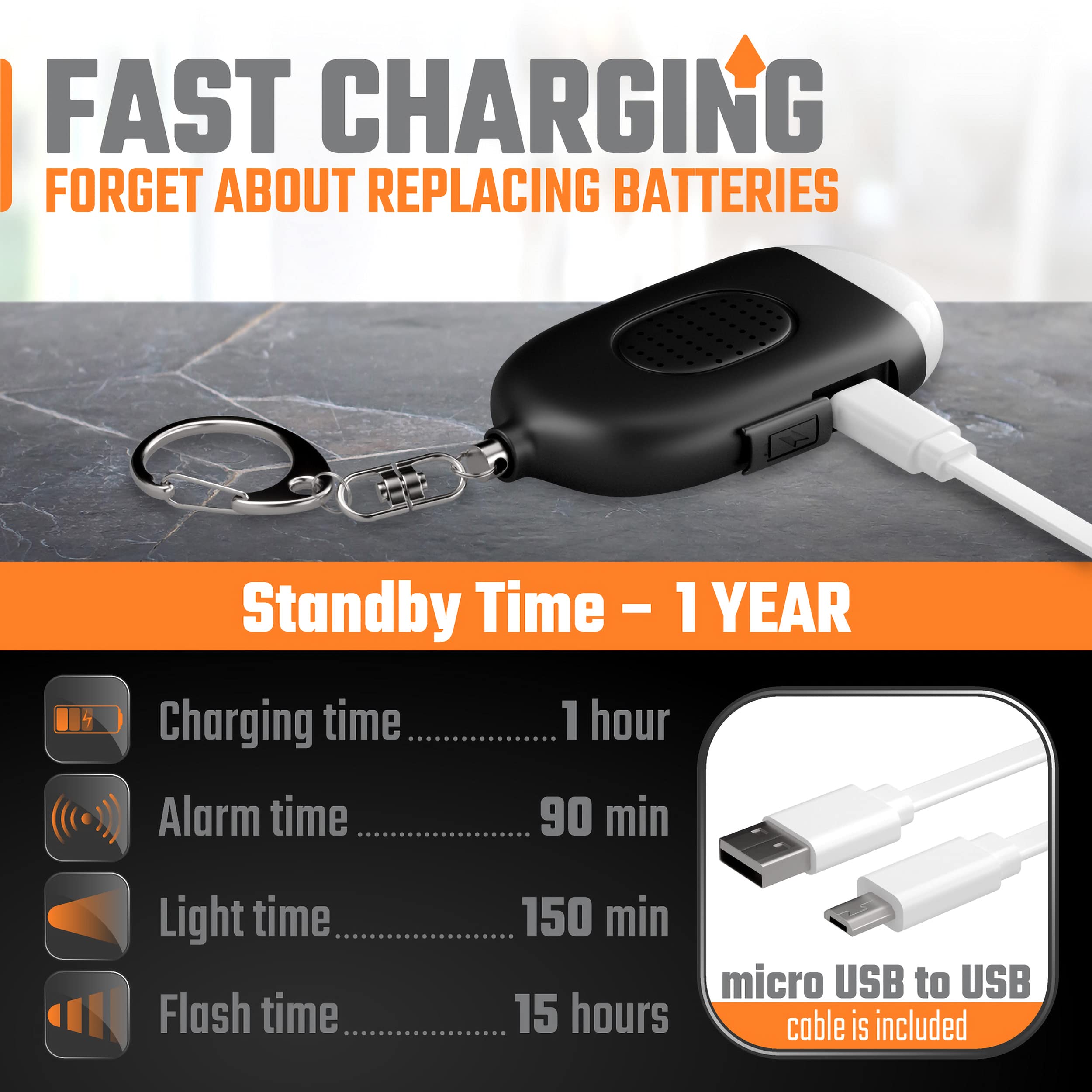 Personal Alarm Keychain For Women Self Defense   2 Pack Usb Rechargeable 130 Db Loud Safety Siren Whistle With Led Light   Panic