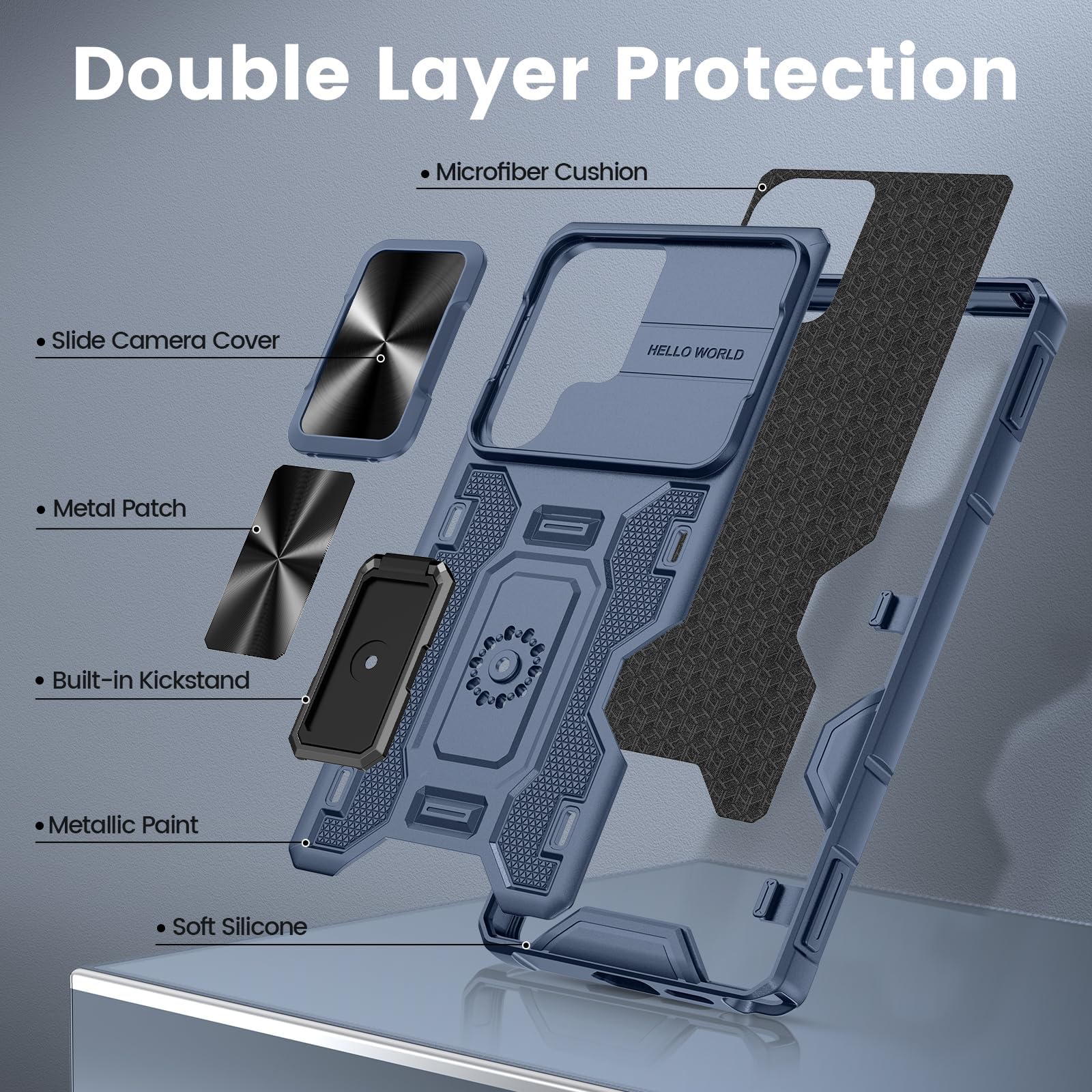 Vego For Samsung Galaxy S25 Ultra Case With Slide Camera Cover & Kickstand, Compatible With Magnetic Car Mount Holder Hard Shell