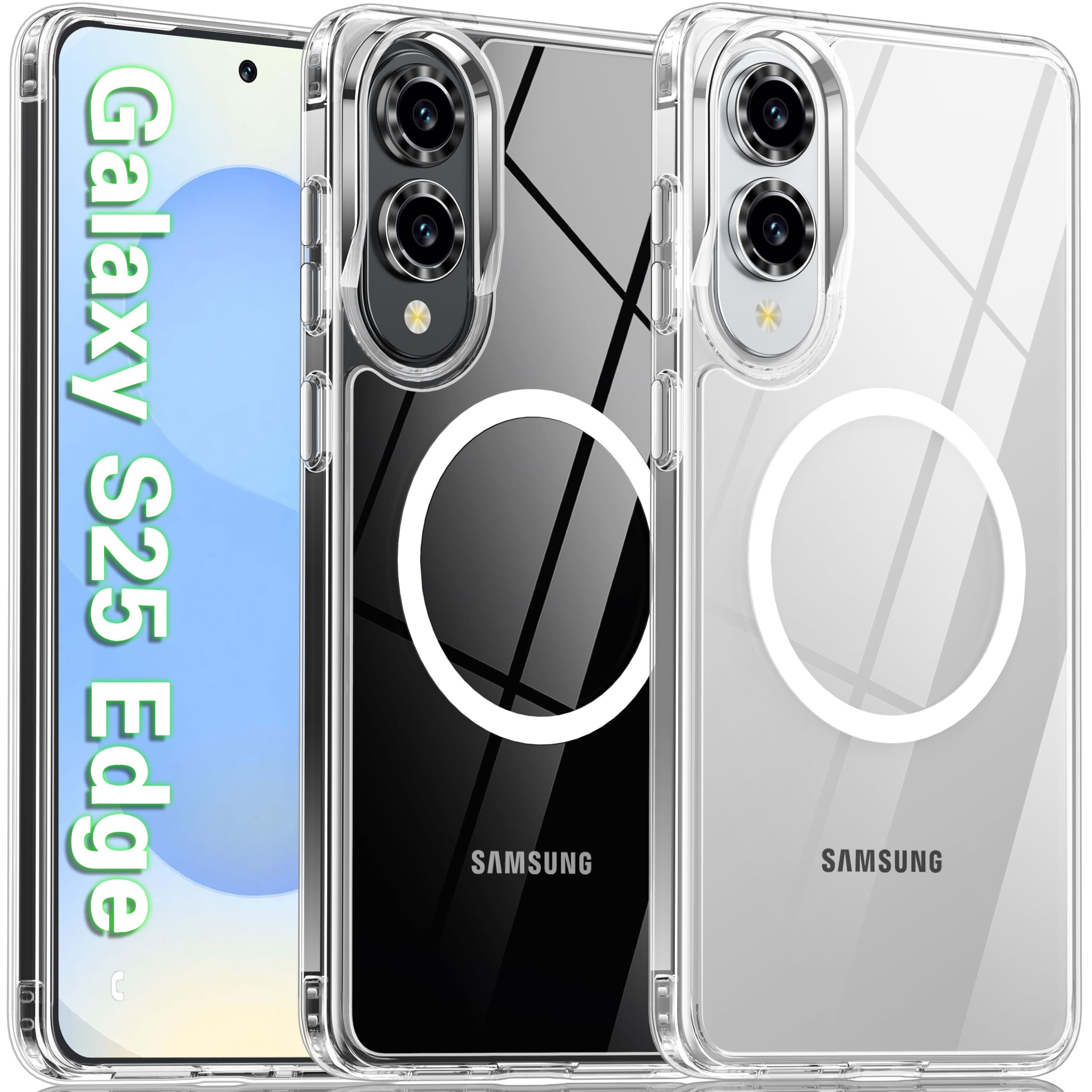 Oterkin Magnetic for Samsung Galaxy S25 Edge Case Clear, S25 Edge Phone Case Compatible with MagSafe, Anti-Yellowing Shockproof 
