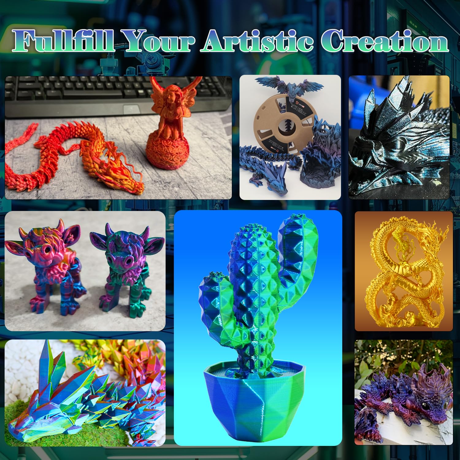 Lovoon Pla Filament 1.75Mm Silk Blue Green Dualcolors, Color Change By Angle 3D Printing Filament, Shiny Coextrusion Pla Filamen