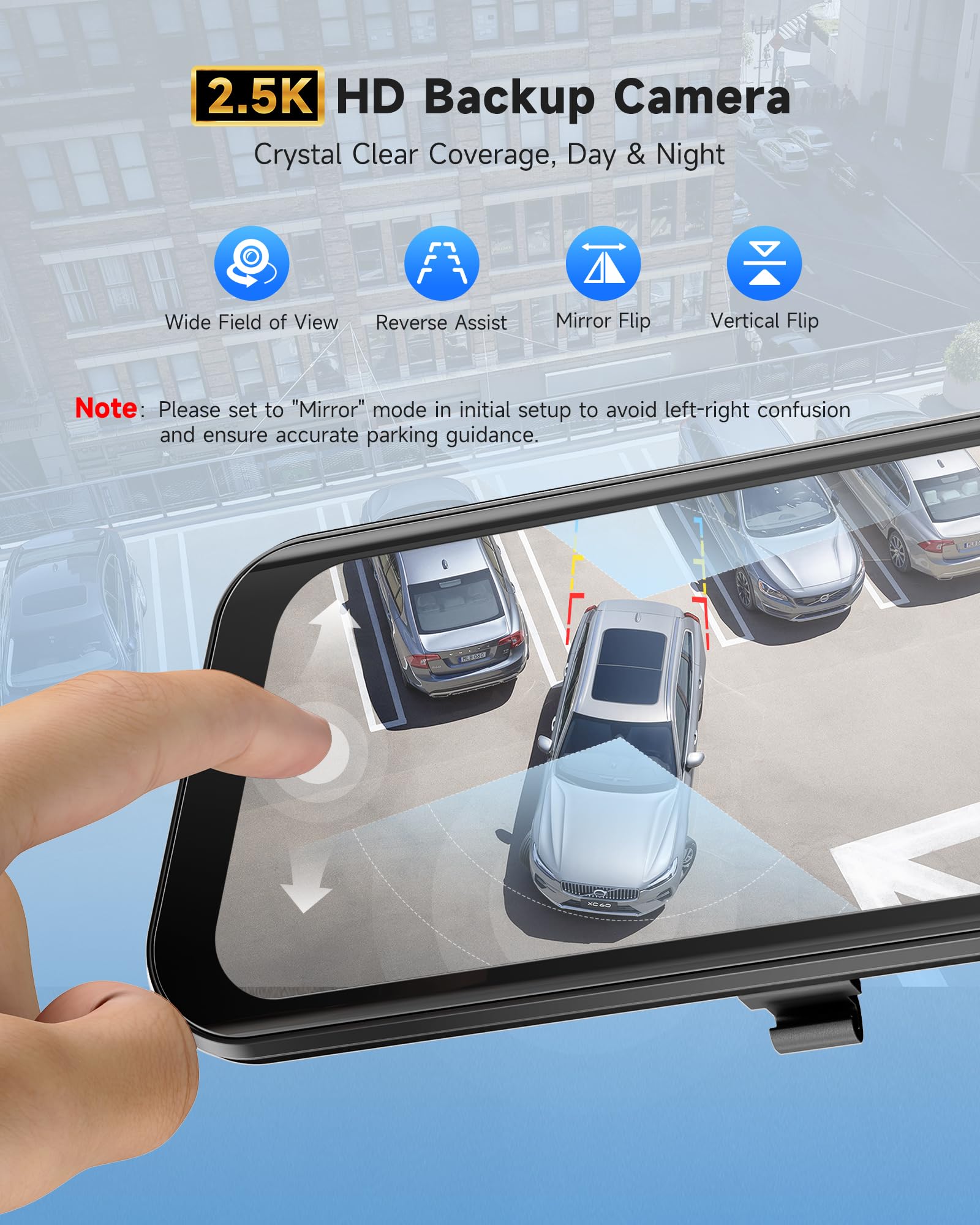 Ombar 4K+2.5K Rear View Mirror Camera With Adas Bsd And Lca, 12 Smart Mirror Dash Cam With 5.8Ghz Wifi, Rearview Mirror Camera W