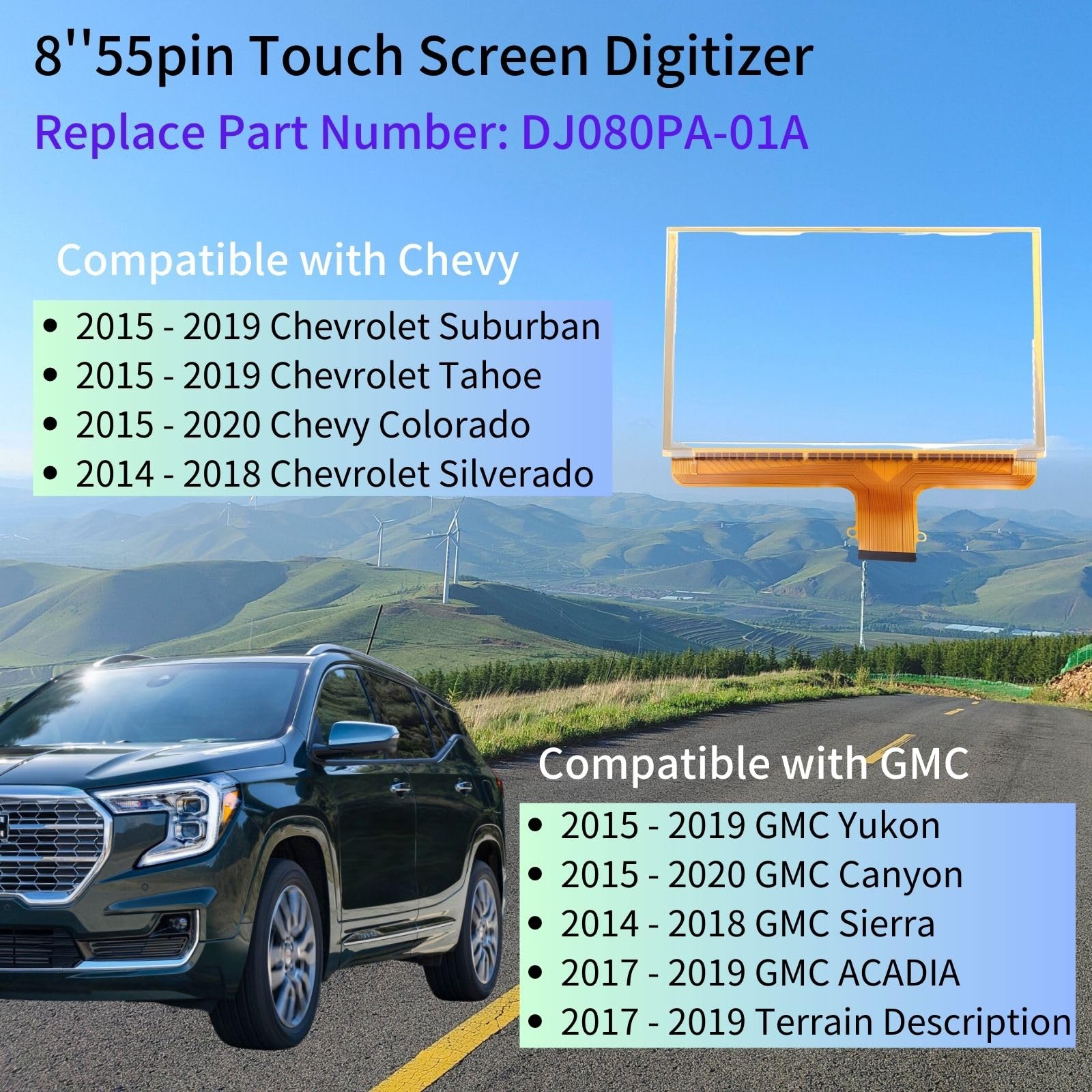 Kixfwpy 8    55Pin Touch Screen Digitizer Replacement For Gmc Mylink Navigation Radio Replace Dj080Pa 01A Fit For 2015 2018 Chev