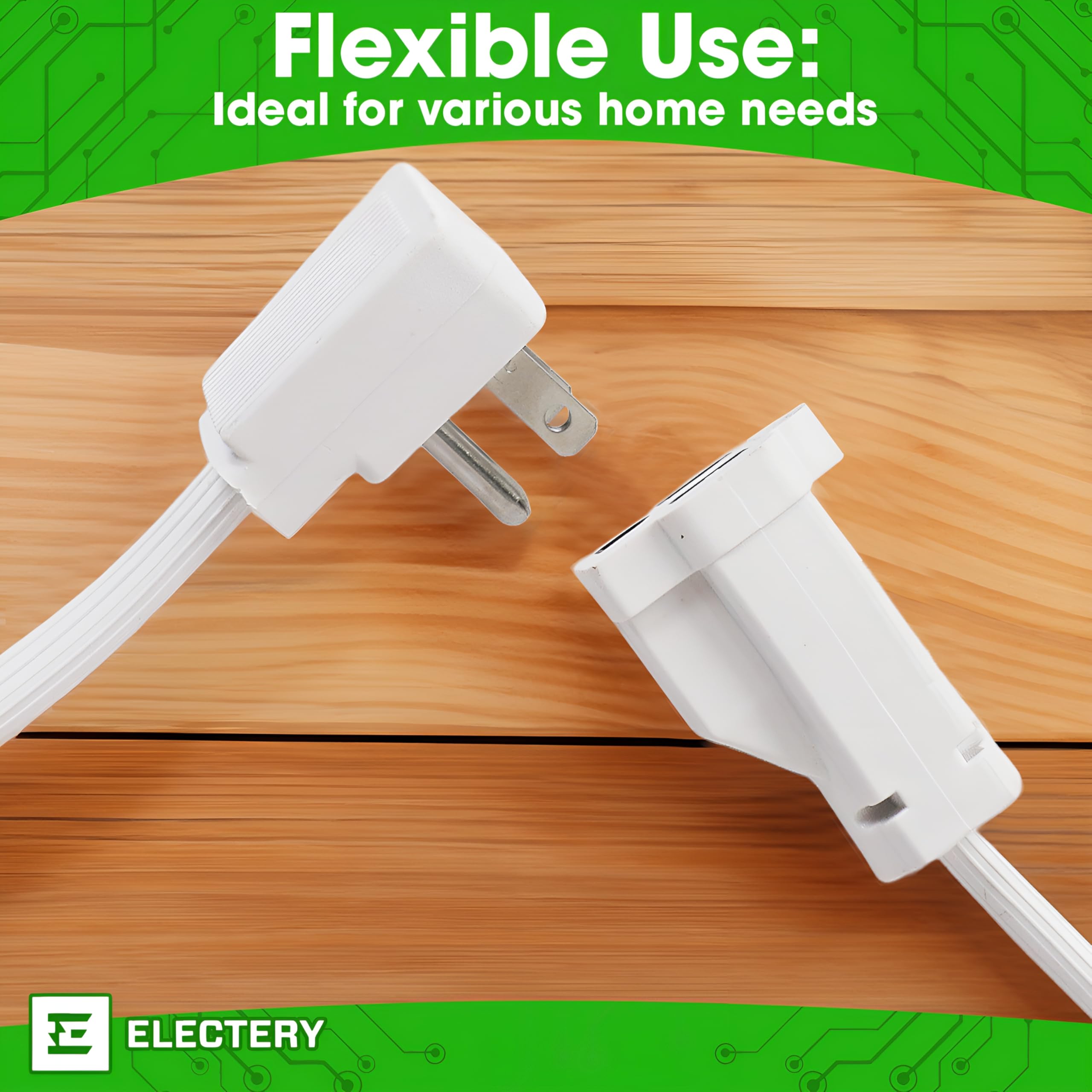 Heavy Duty Appliance Extension Cord, 14 Awg   3 Prong Grounded Flat Plug, White Power Wire For Indoor Air Conditioner And All Ma