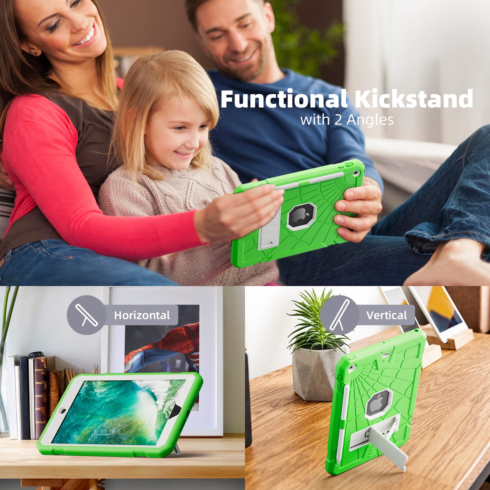 Tsqqst Ipad 5Th Generation Case 2017 / Ipad 6Th Generation Case 2018 9.7 Inch With Glass Screen Protector | Defender Bumper Kids