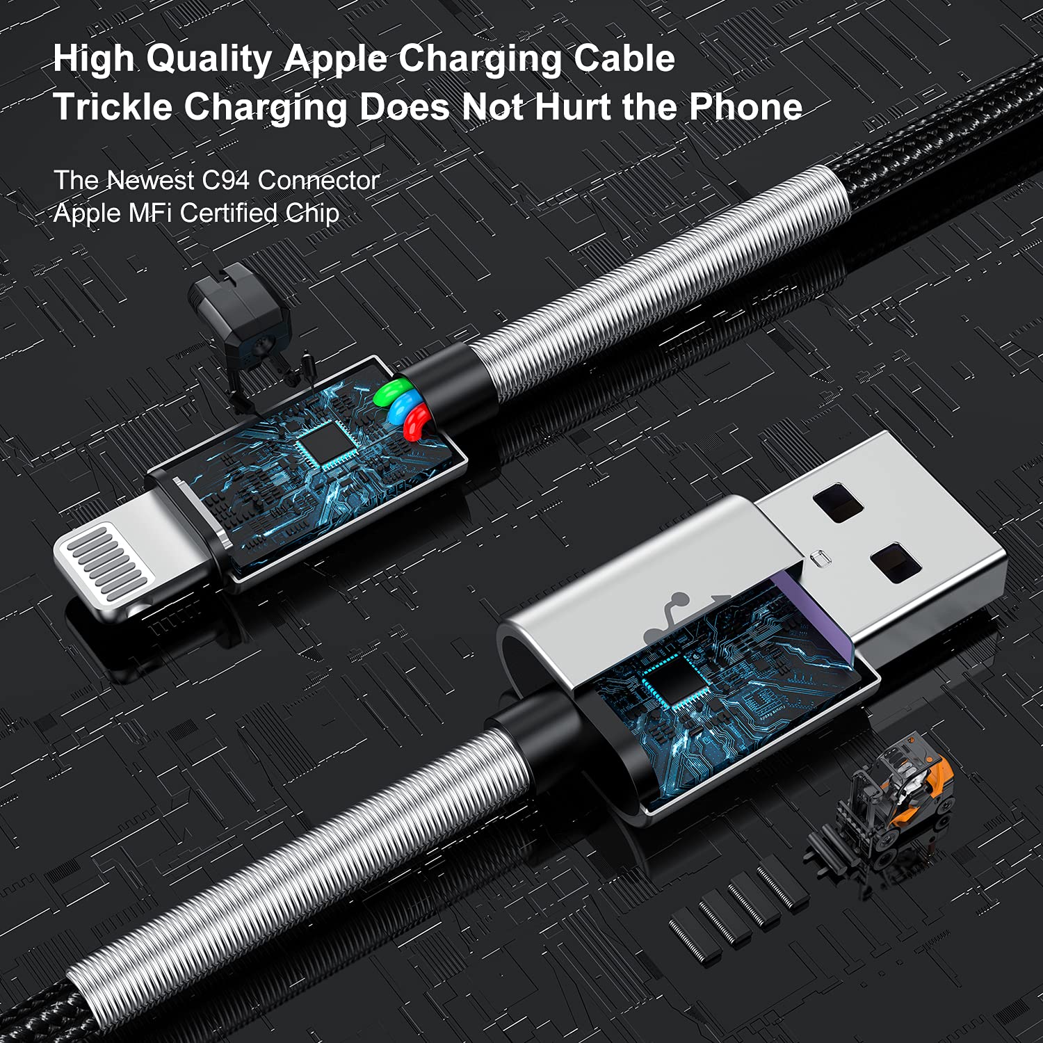 2Pack 10Ft Iphone Charger Cable, [ Apple Mfi Certified ] Long Lightning Cable 10 Foot, High Fast 10 Feet Apple Charging Cable Cord For Apple Iphone14 Pro Max/13 Mini/12/11/Xs/Xr/8