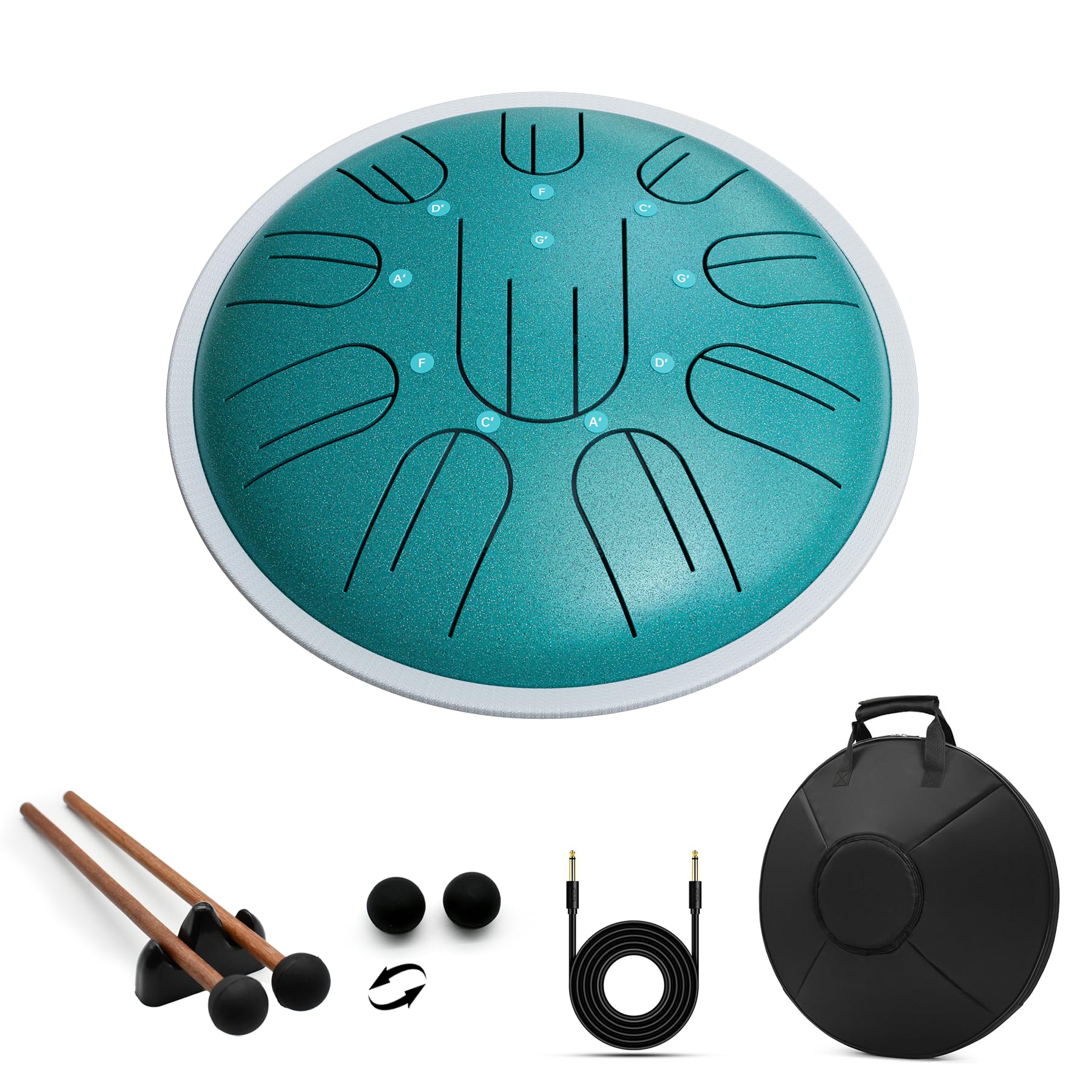 Steel Tongue Drum Electroacoustic, 10 Inch 10 Notes Steel Hanpan Tongue Drum, G Major Tongue Drum, Steel Handpan Drums Mallets A