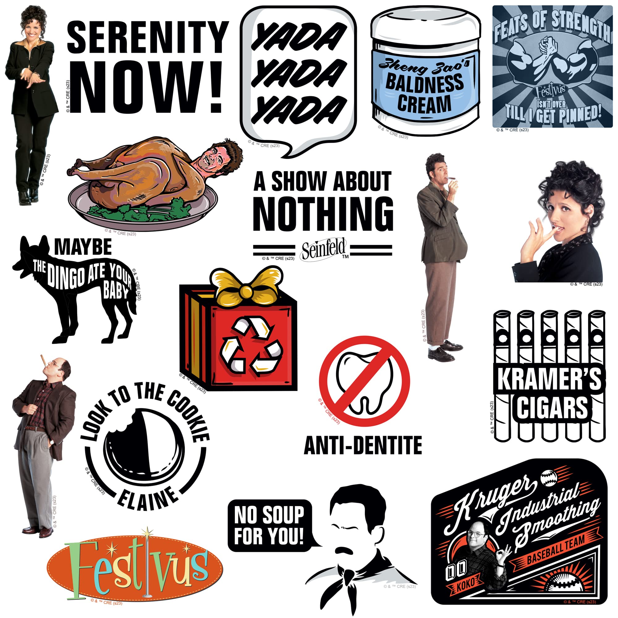 Seinfeld 50Ct Vinyl Large Deluxe Stickers Variety Pack   Laptop, Water Bottle, Scrapbooking, Tablet, Skateboard, Indoor/Outdoor