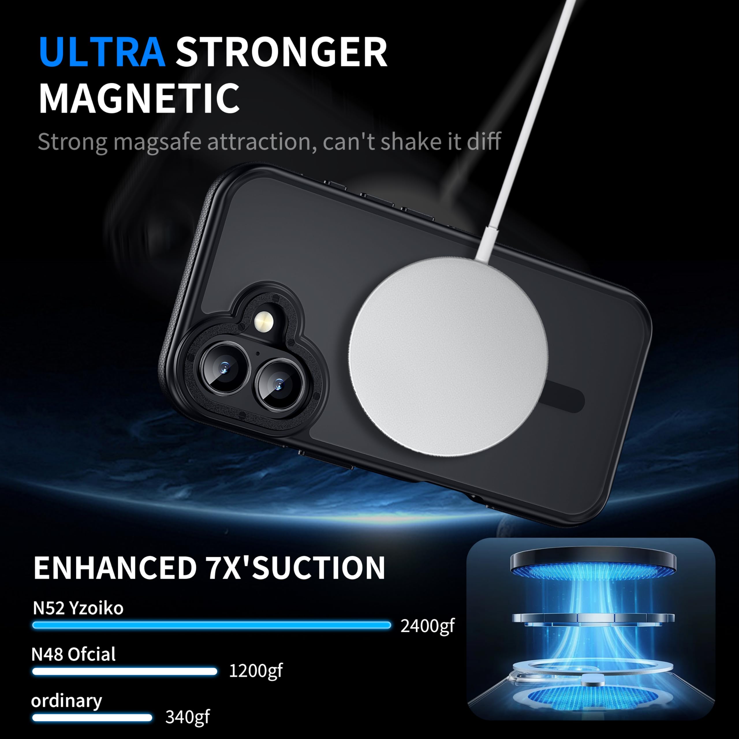 Yzoiko Strong Magnetic For Iphone 16 Case [10Ft Military Grade Protection For Iphone 16 Phone Case] Compatible With Fit Magsafe