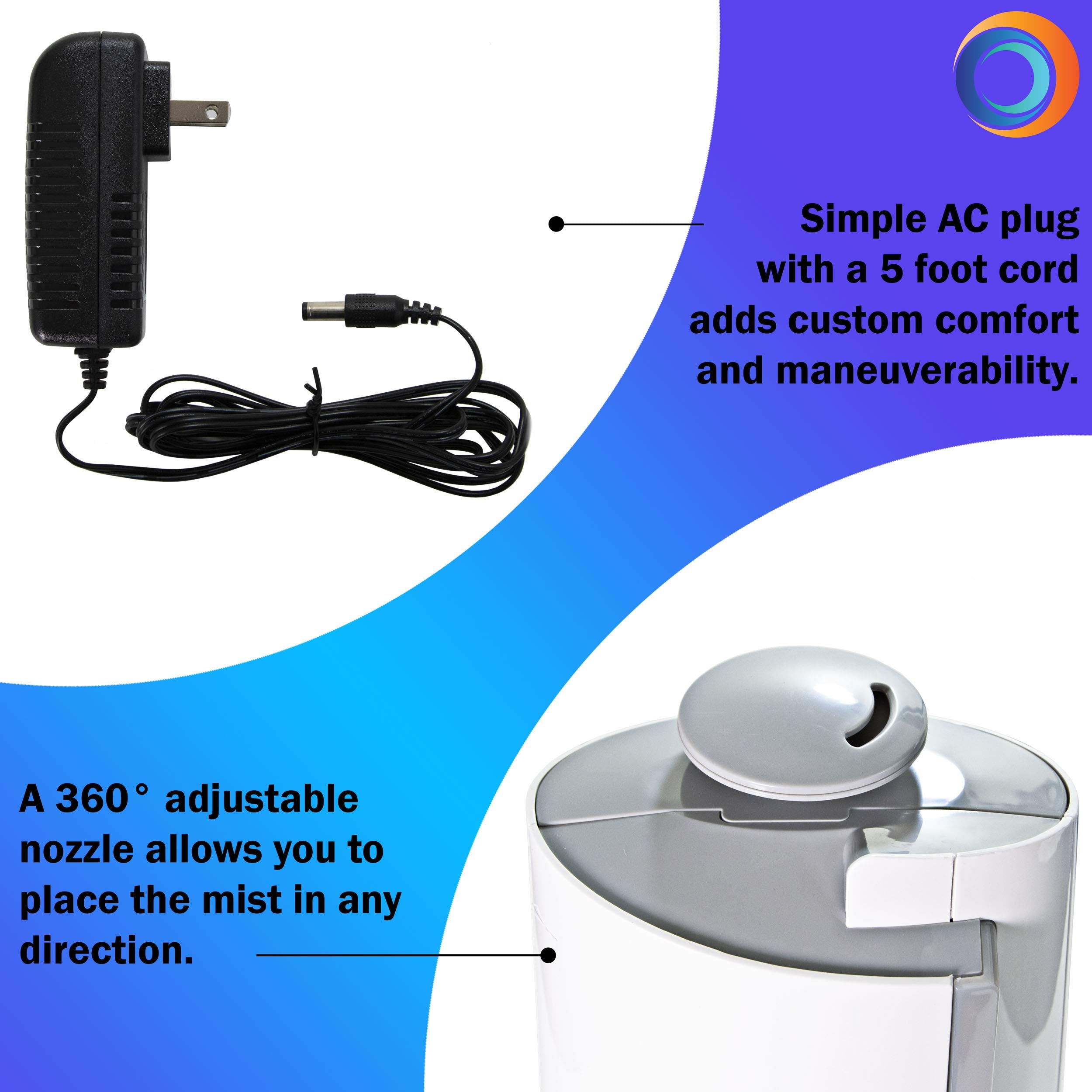 Comfort Zone Czhd50 0.3 Gallon/1.3 Liter Ultrasonic Mini Tower Humidifier, Top Fill With Digital Controls, White