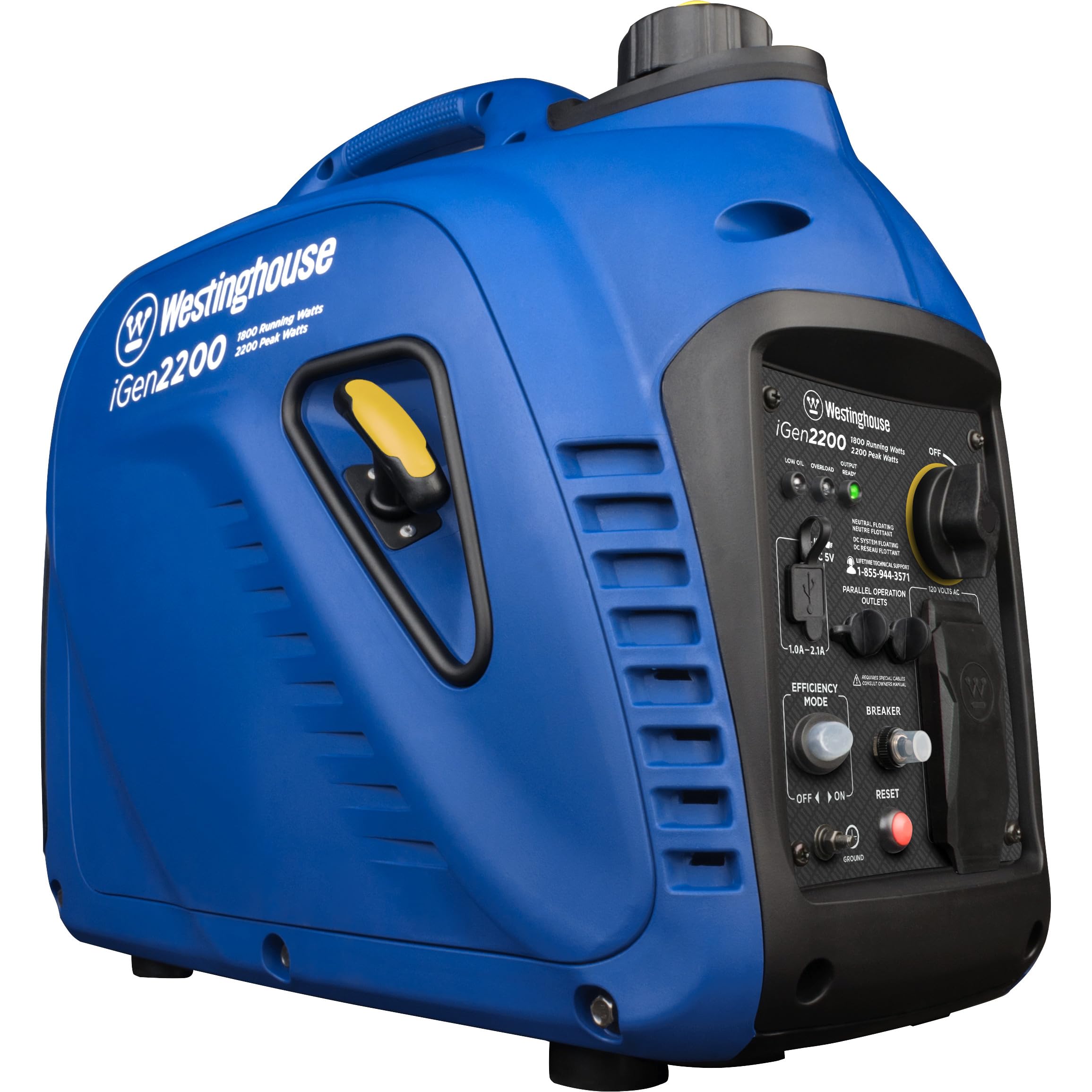 Westinghouse 2200 Peak Watt Super Quiet & Lightweight Portable Inverter Generator, Gas Powered, Parallel Capable, Long Run Time