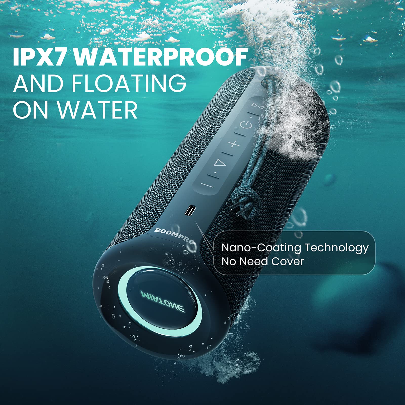 Miatone Portable Bluetooth Speakers 36W Stereo Sound Bass Boost, Bluetooth 5.3 Tws Pairing (Blue)