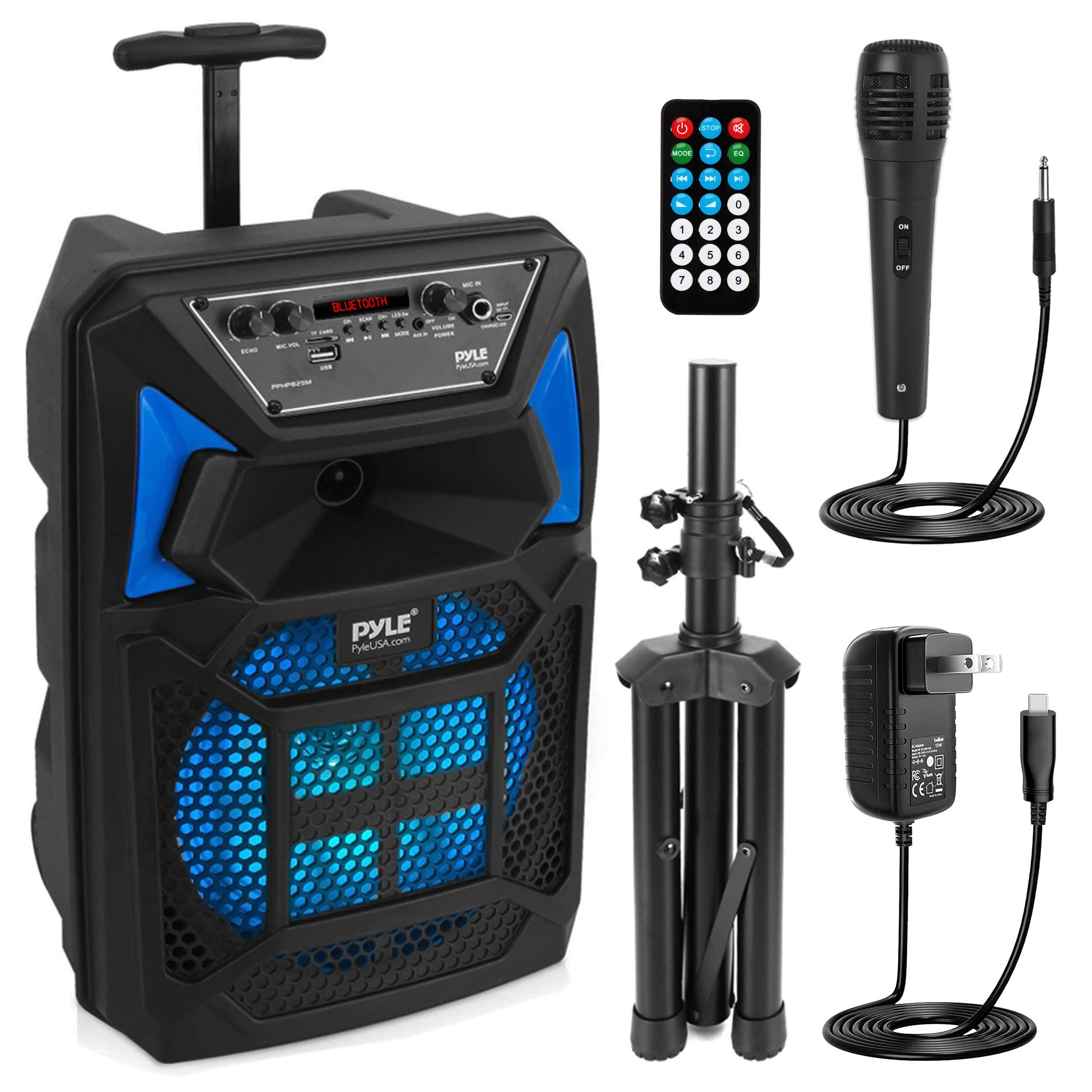 Pyle Portable Bluetooth PA Speaker System - 400W Outdoor Bluetooth Speaker Portable PA System w/Microphone in, Party Lights, MP3