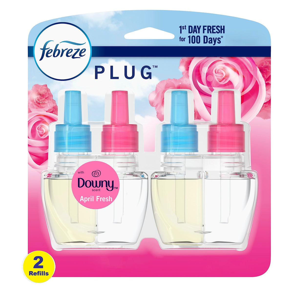 Febreze Odor Fighting Fade Defy Plug Air Freshener Refill, Downy April Fresh, (2) .87 Fl. Oz. Oil Refills