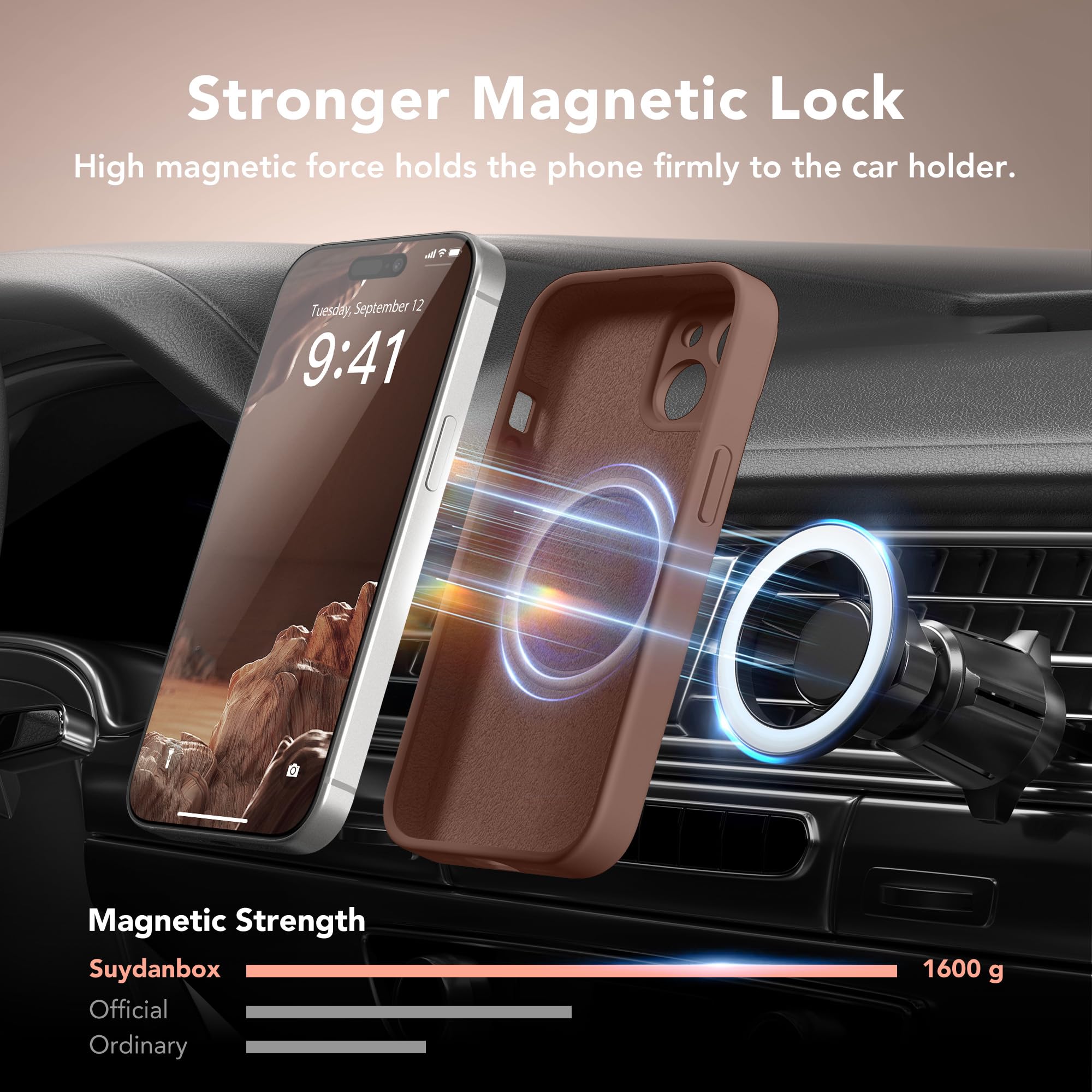 Suydanbox Magnetic For Iphone 15 Case, Compatible With Magsafe, [2 Screen Protector + Full Camera Protection], Silicone Shockpro