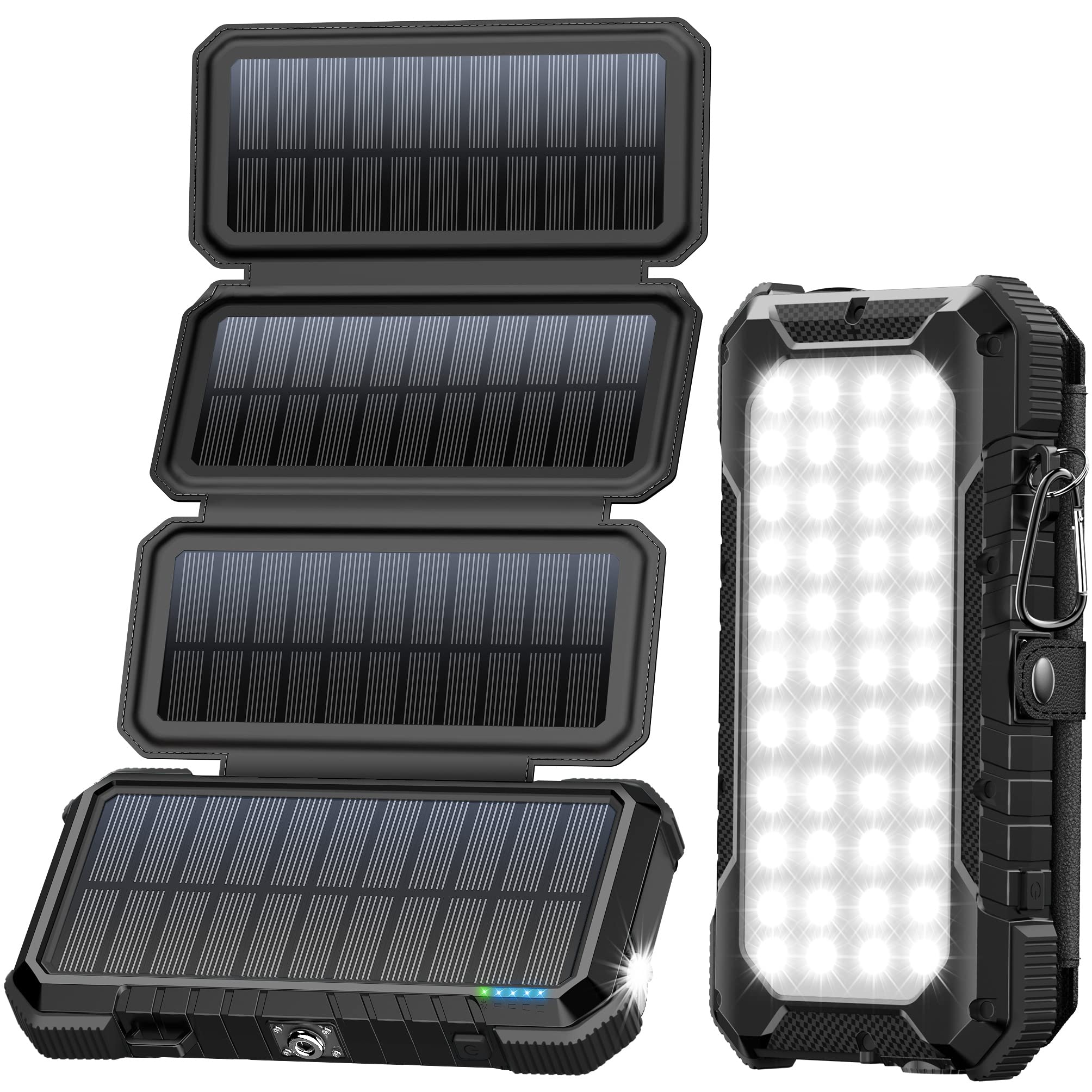 Blavor Solar Charger Power Bank, Pd 18W Qc3.0 Fast Charging 20000Mah Solar Powered Powerbank With 4 Foldable Panels, Type C Inpu