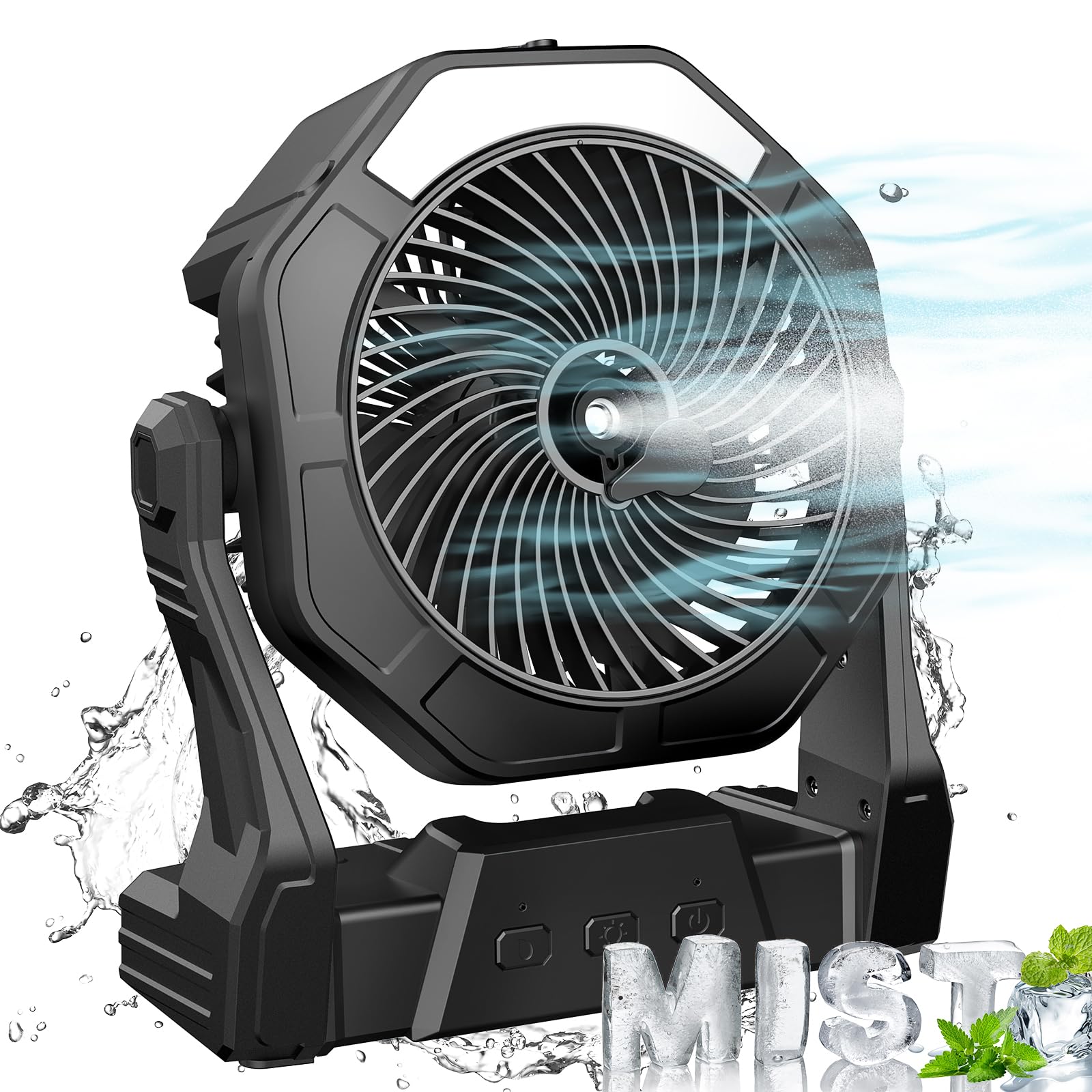 Portable Misting Fan, 8 Inch 10000Mah Rechargeable Battery Operated Fan, Personal Desk Fan With 250Ml Water Tank & Led Lantern,