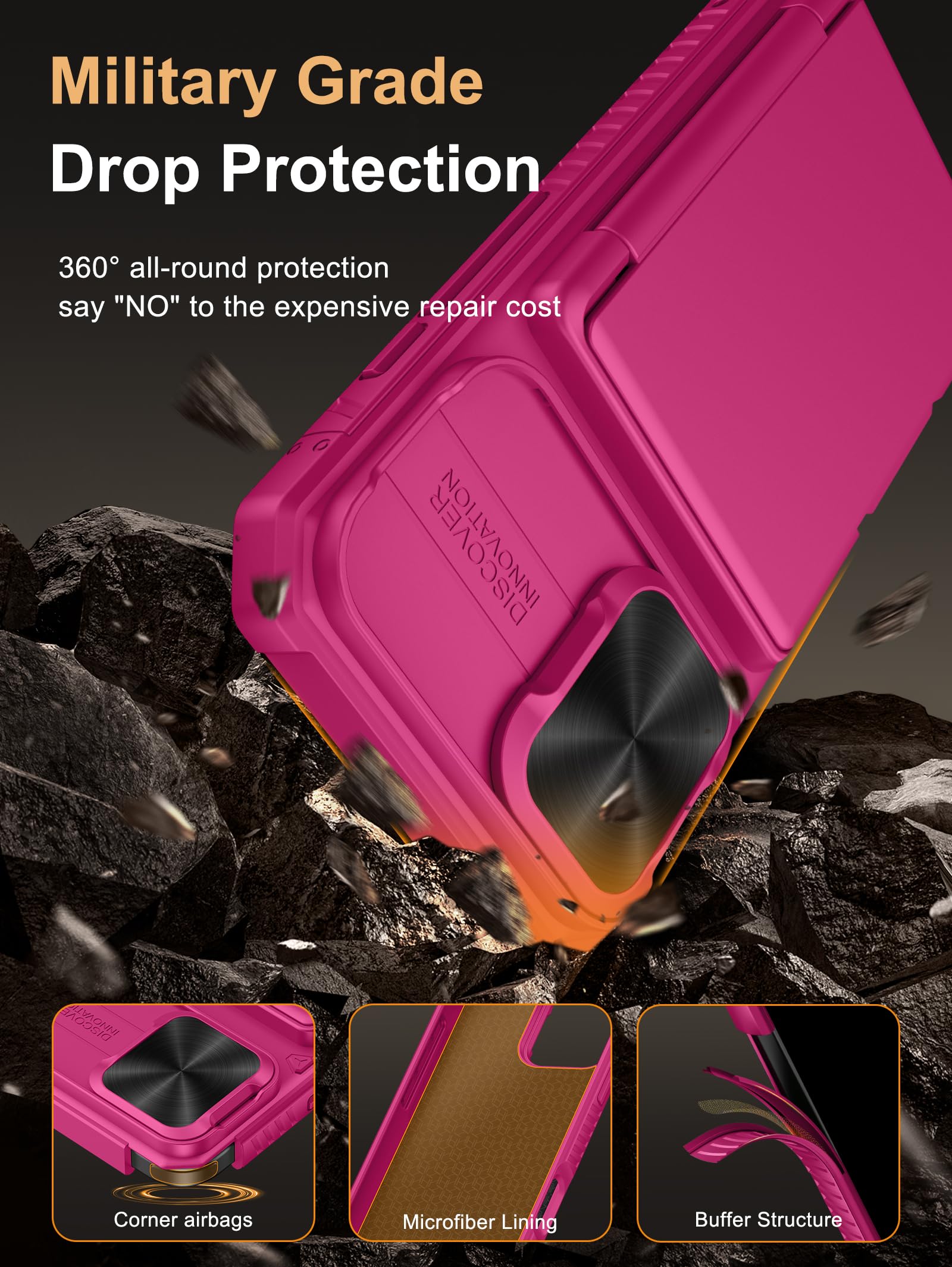 Vihibii For Iphone 16 Case Wallet With Card Holder (4 Cards) [Rfid Blocking] & Slide Camera Cover & Raised Edges Protect Screen,