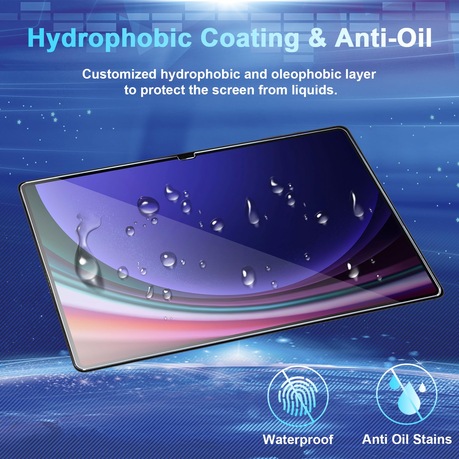 Cwqzguf 2 Pack Galaxy Tab S9 Ultra/S8 Ultra 14.6 Inch Tempered Glass Screen Protector, 9H Hardness, High Clarity, Anti Shatter,