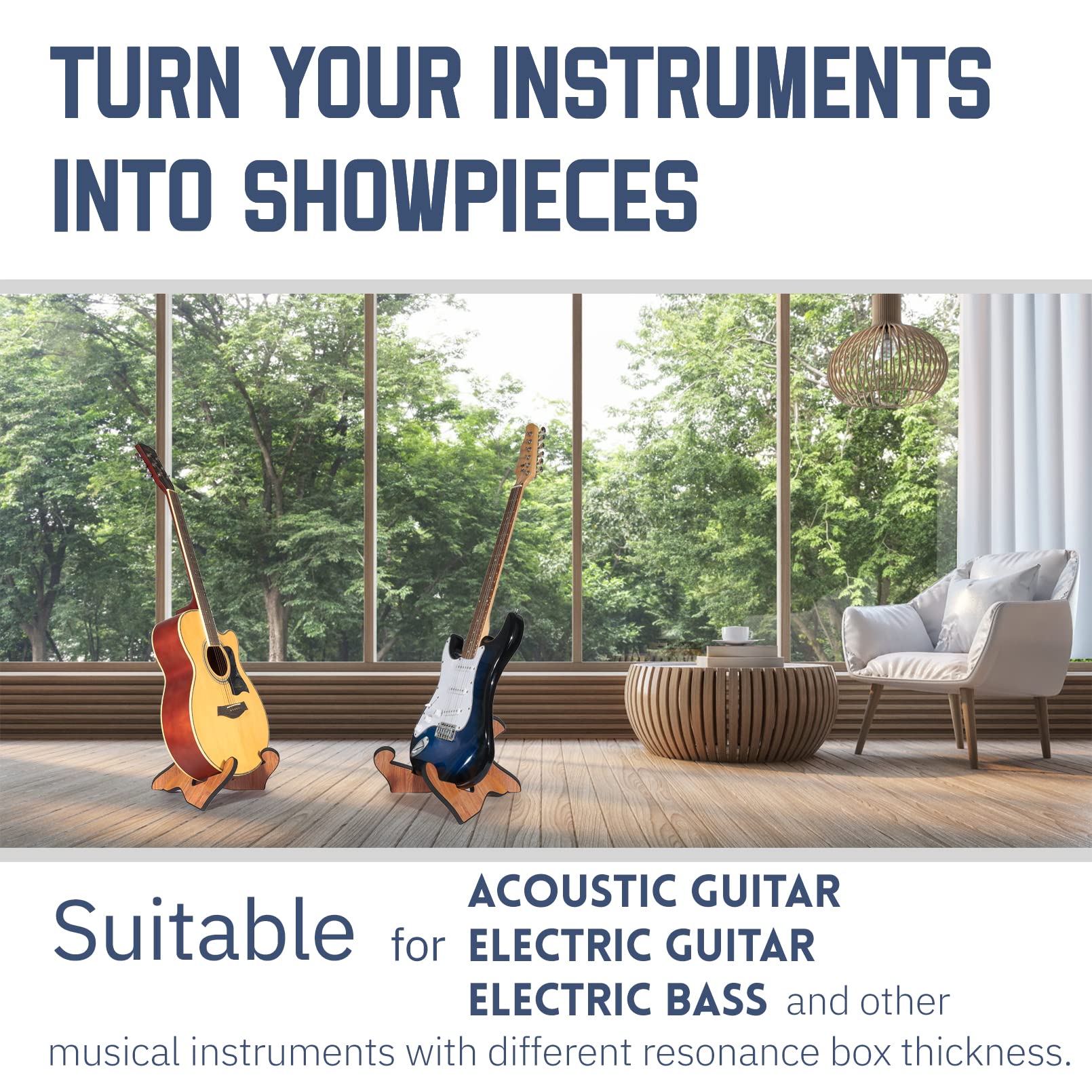 Guitar Stand Wooden Guitar Stand Portable Folding Instrument Holder For Acoustic Classic Electric Bass Guitar (Sapele)