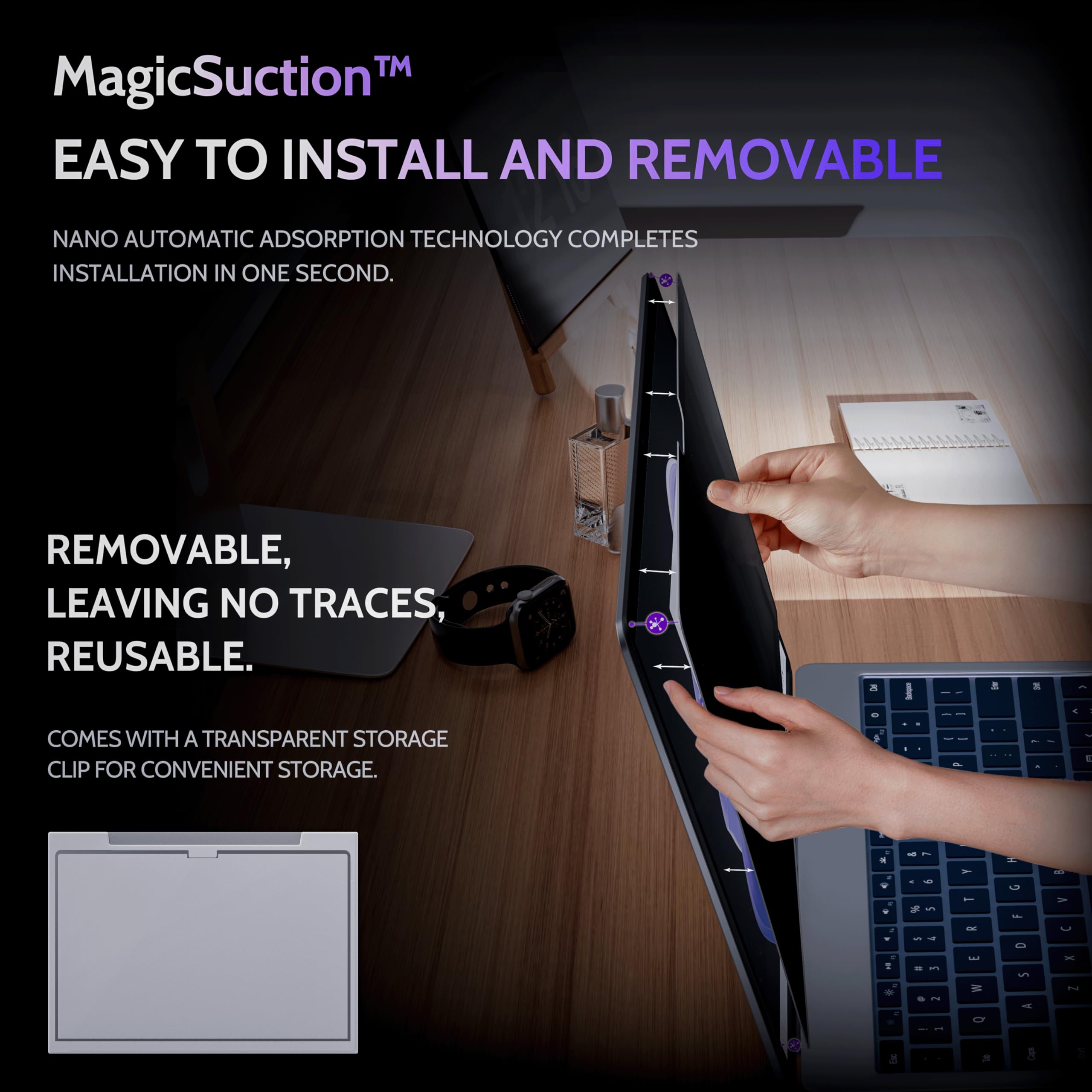 Peslv Privacy Screen For 14.4 Inch Surface Laptop Studio 2/1, Magicsuction Removable Anti Spy Black Protector, Glare Blue Light