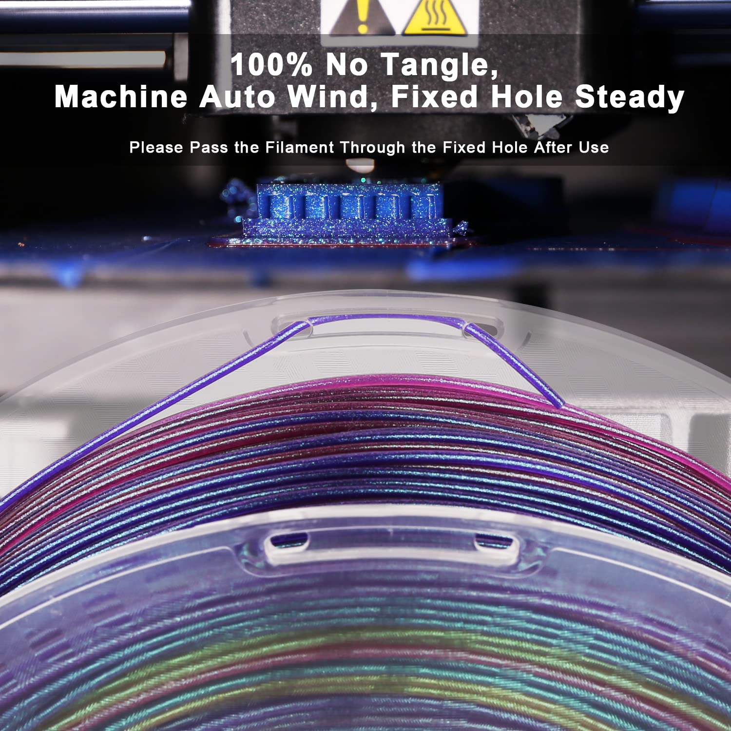 Amolen Pla 3D Printer Filament Pla Filament 1.75Mm, Color Change Filament 1.75Mm Changeable Purple Green Gold Red Purple Color S