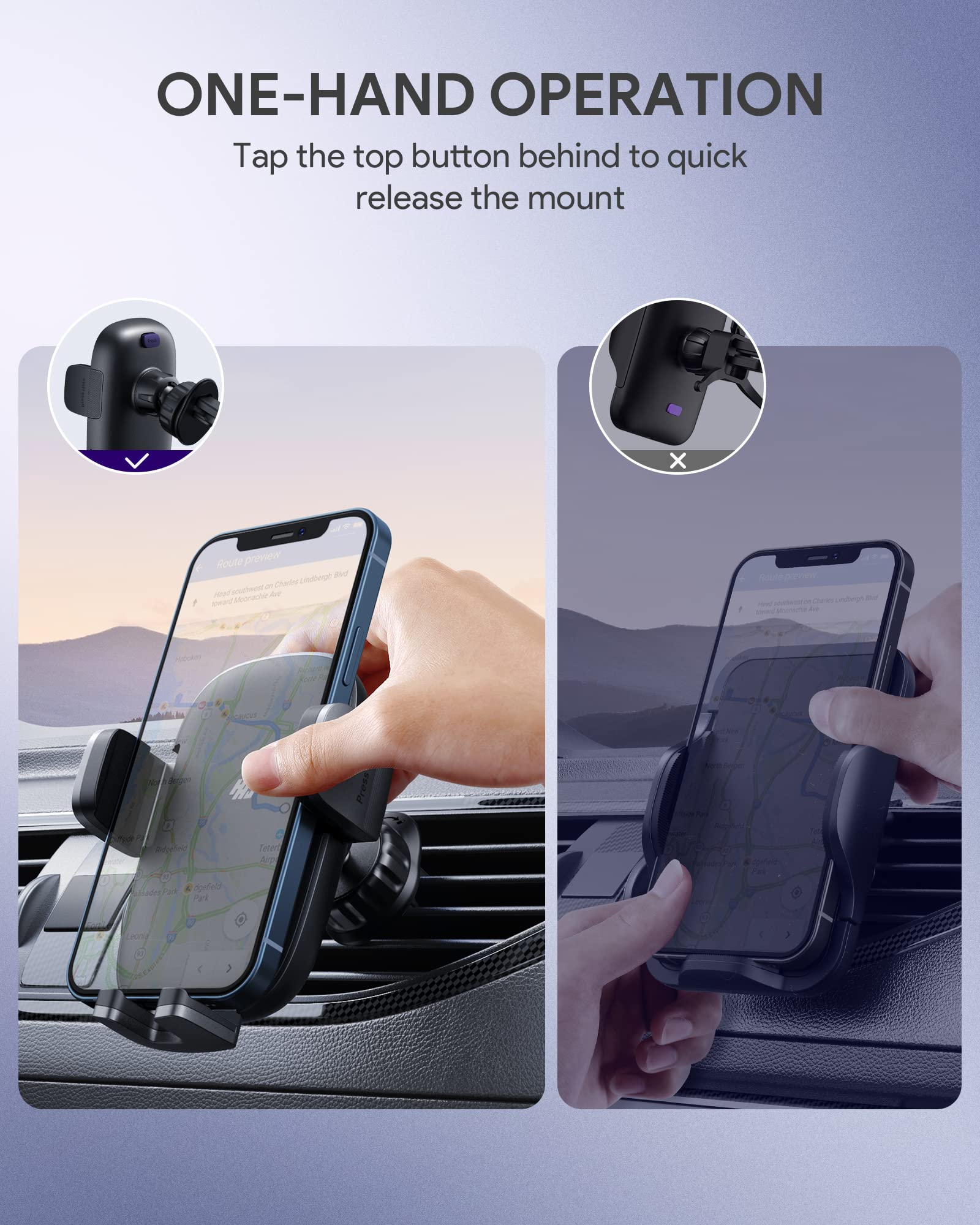 Phone Mount For Car [Super Stable & Easy] Upgraded Air Vent Clip Car Phone Holder Mount Fit For All Cell Phone With Thick Case H