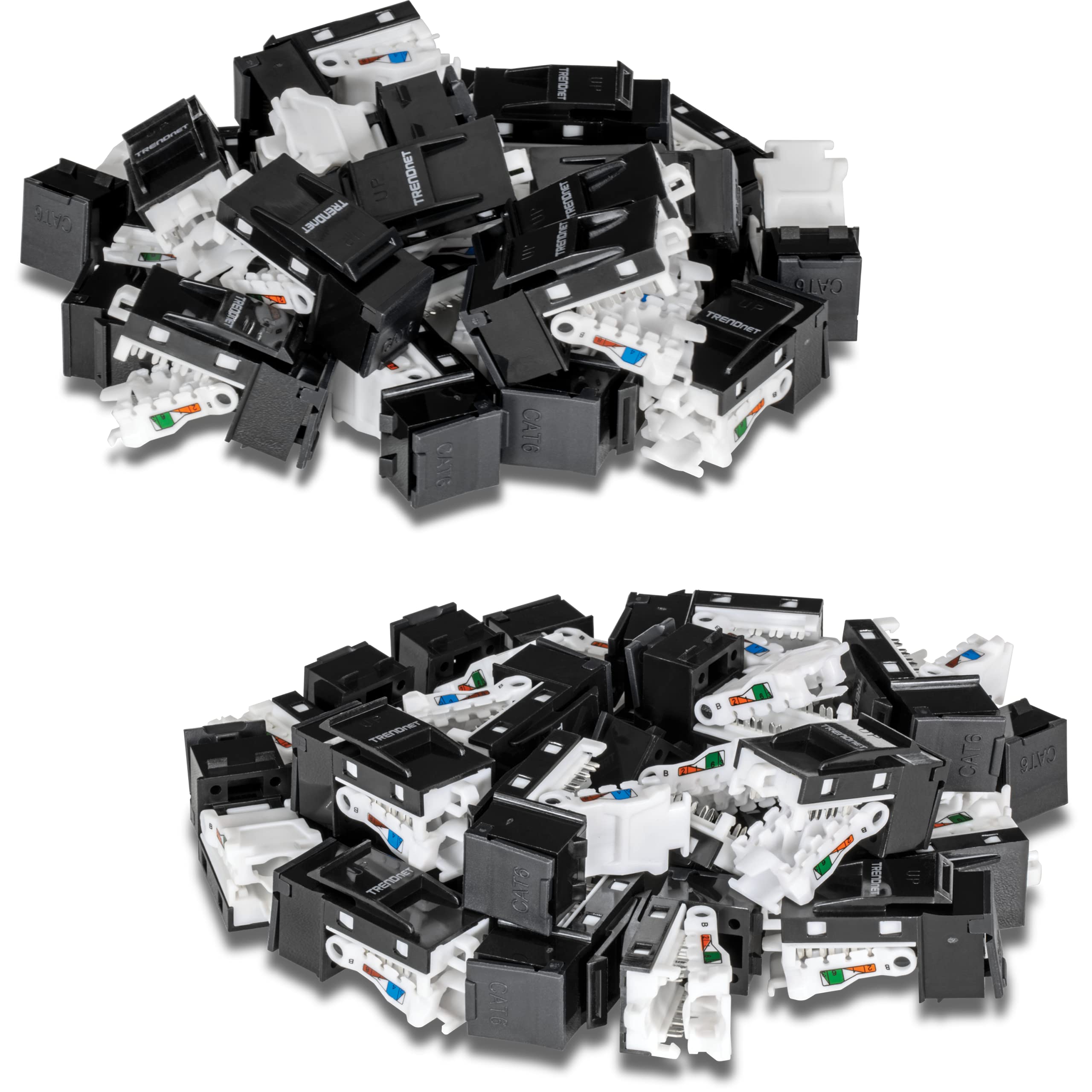50 Pack Cat6 Rj-45 Keystone Jack, Black