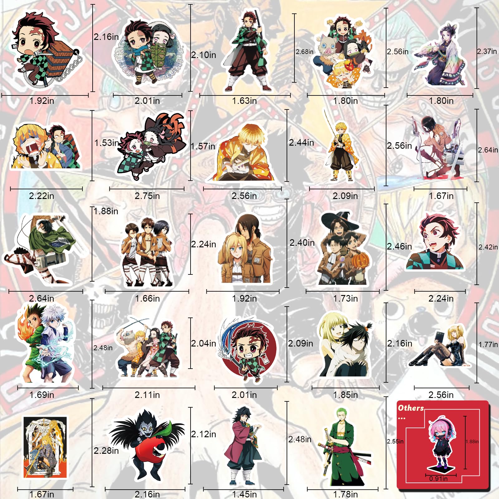 Arme Anime Stickers Mixed Pack,300Pcs Mixed With Classic Anime Theme Sticker Pack,Vinyl Waterproof Stickers And Decals For Bottl