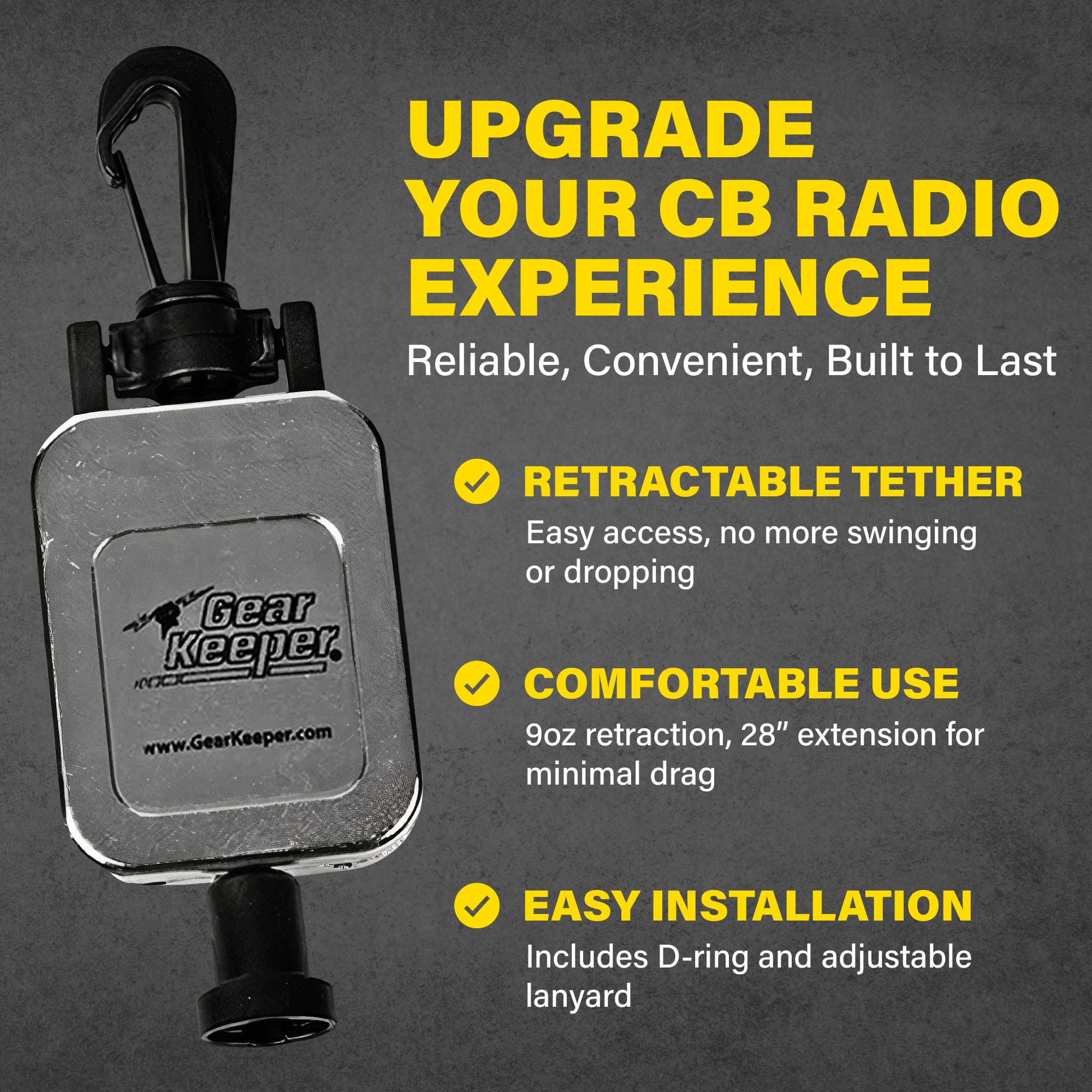 Gear Keeper Cb Mic Keeper Retractable Microphone Holder | Features Heavy-Duty Snap Clip Mount, Adjustable Mic Lanyard And Hardwa