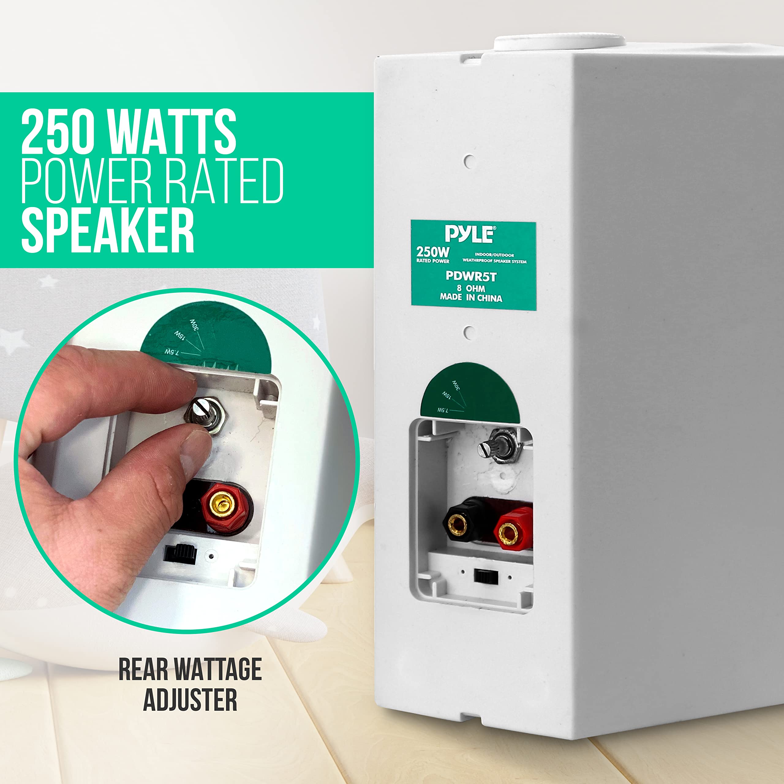 Pyle Dual Waterproof Outdoor Speaker System   5.25 Inch Pair Of White Weatherproof Wall/Ceiling Mounted Speakers W/Heavy Duty Gr