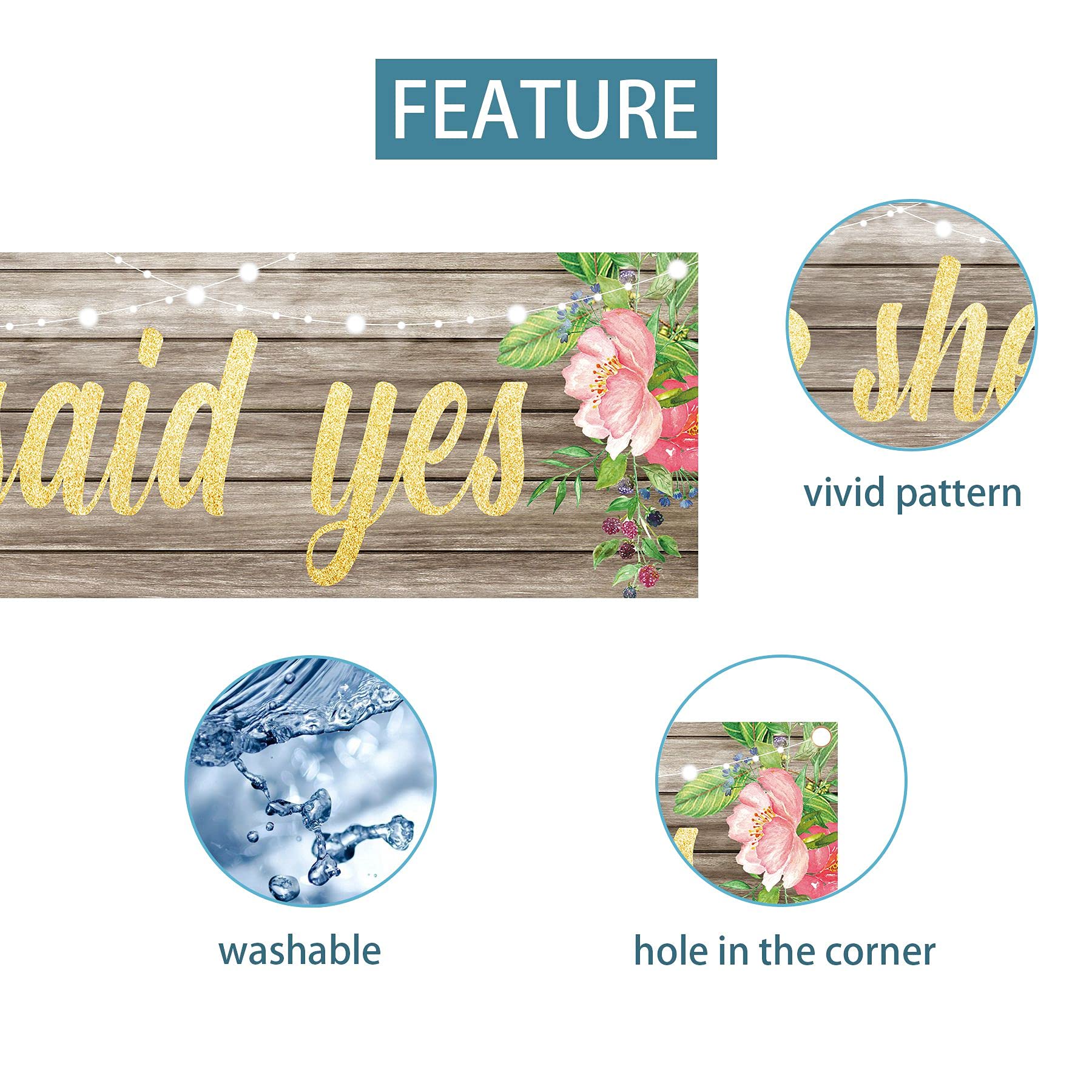 He Asked She Said Yes Backdrop Banner Decorations, Large Wedding Engagement Party Sign Supplies, Bridal Shower Photo Booth Props