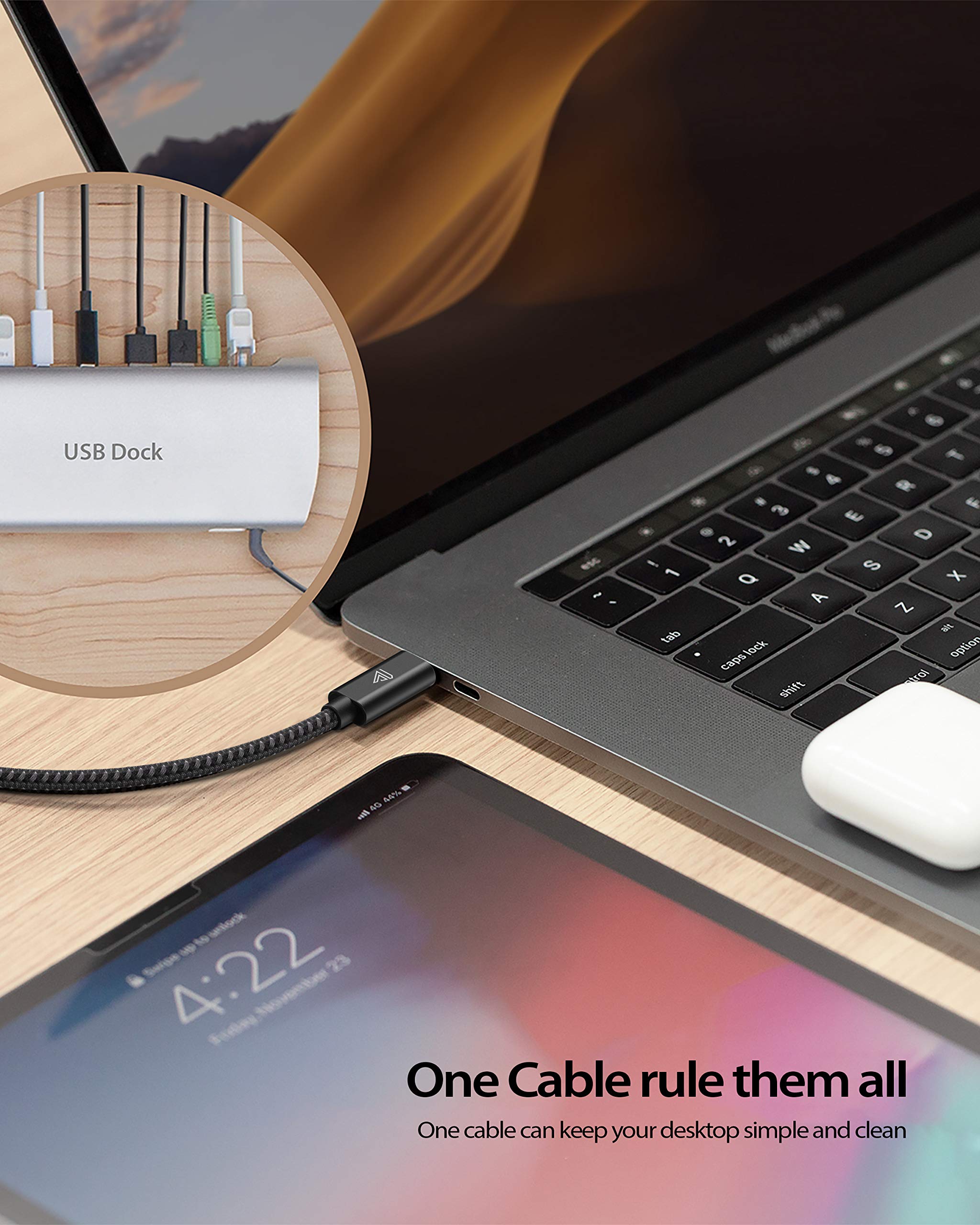 Faracent Usb Type C Extension Cable (10Ft/3M), Usb 3.1(5Gbps) Type C Male To Female Extension Charging & Sync For Iphone 15, Macbook Air M2/ M1/ Pro, Ipad Pro 2021 Dell Xps Surface Book  Black