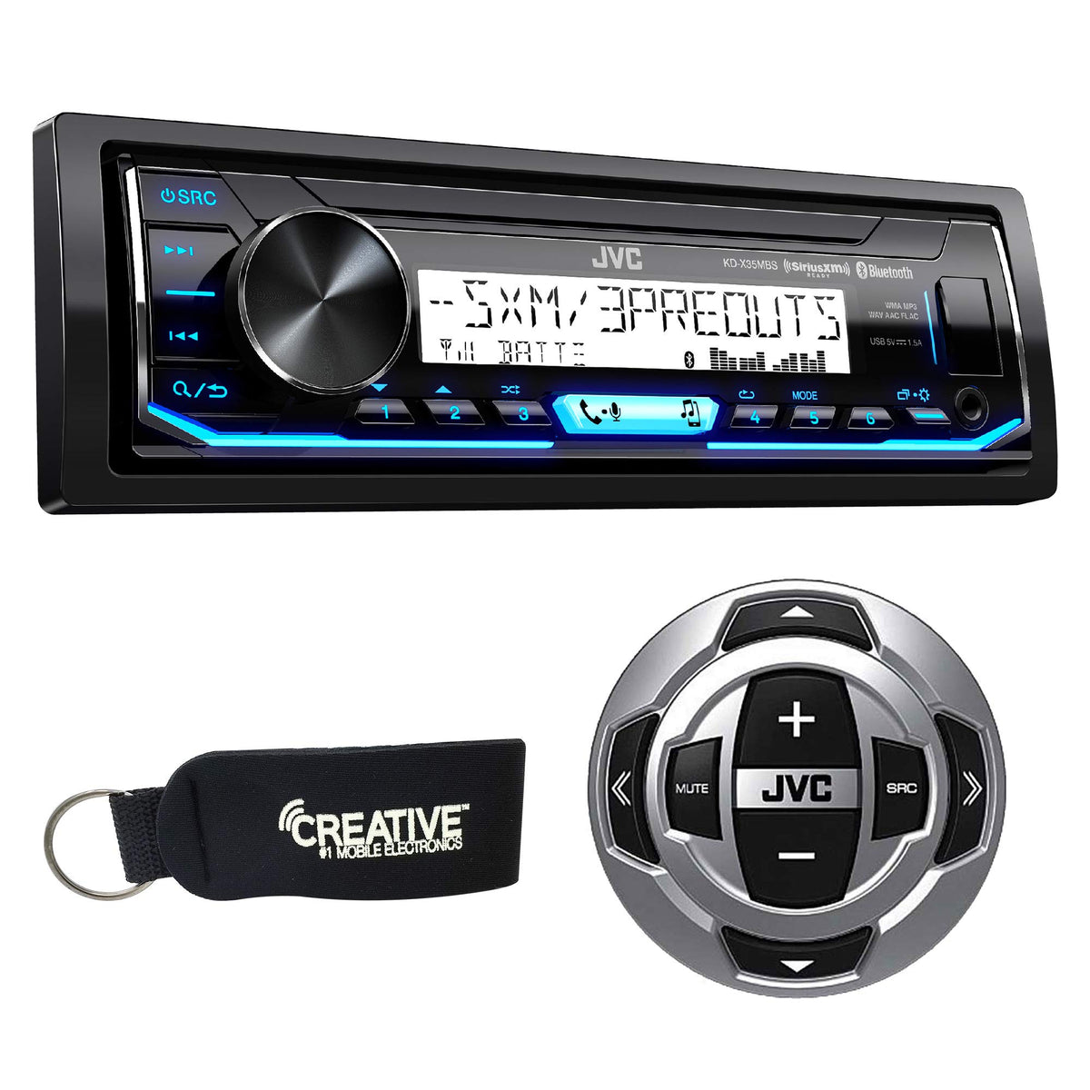 Jvc Kd-X35Mbs Marine Radio With Bluetooth, Usb, And Auxiliary Connectivity, 50W X 6, Rm-Rk62M Remote