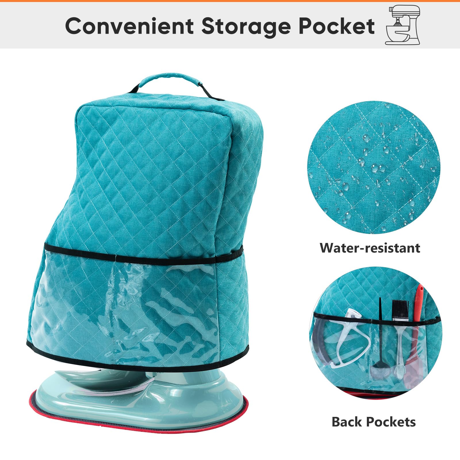 Stand Mixer Cover With Appliance Sliders Compatible With Kitchenad Mixer 6/7/8 Quart With Pockets For Kitchen Ad Accessories And