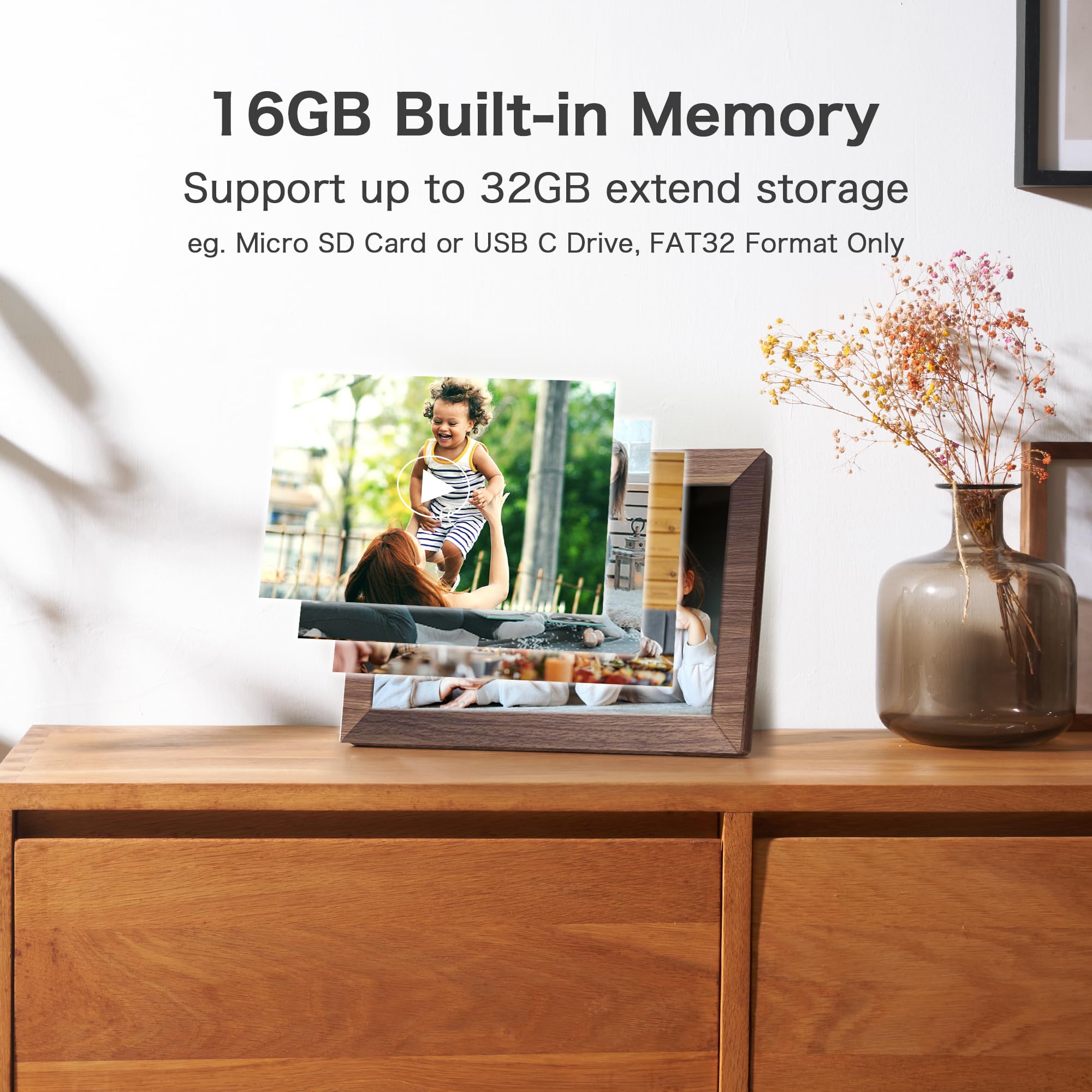 Digital Picture Frame, Frameo Wifi 10.1 Inch 1280 * 800Ips Touch Screen Digital Photo Frame, 16Gb Memory, Auto Rotate, Share Vid