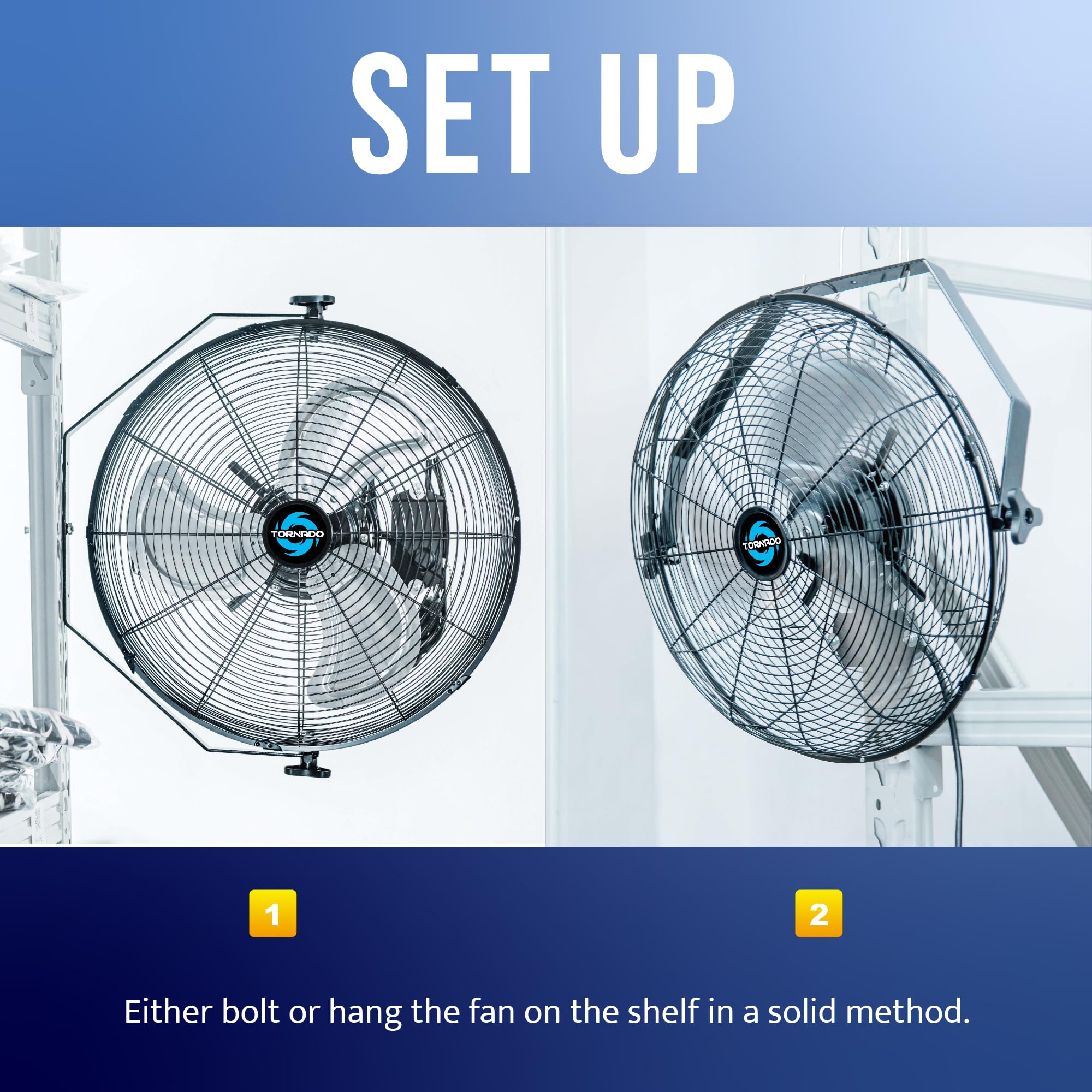 Tornado   20 Inch High Velocity Industrial Wall Fan   4750 Cfm   3 Speed   6 Ft Cord   Industrial, Commercial, Residential Use