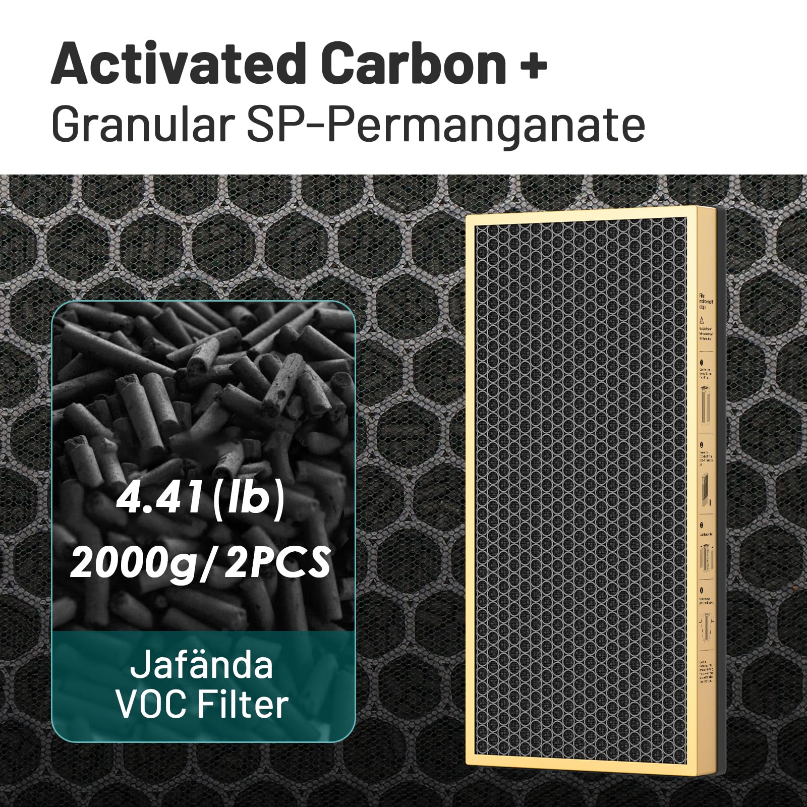 Jafnda Jf888 Replacement Filter, 2 Pack Voc Filters, With 4.4Lb Activated Carbon & Granular Sp Permanganate, Remove Formaldehyde
