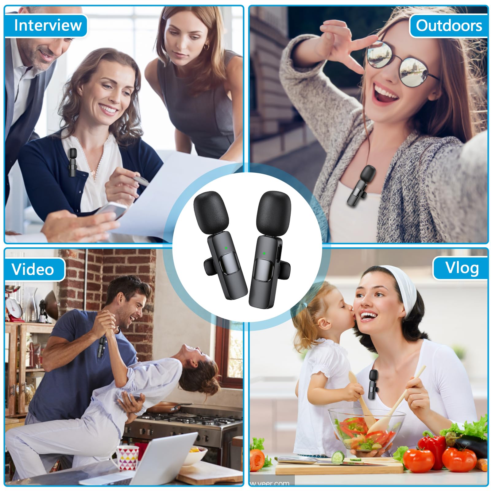 RICCHI Wireless Lavalier Microphone 2 Pack - USB C for iPhone/Android, Metal, Model 1, Ideal for Interviews, Podcasts, Live Streaming