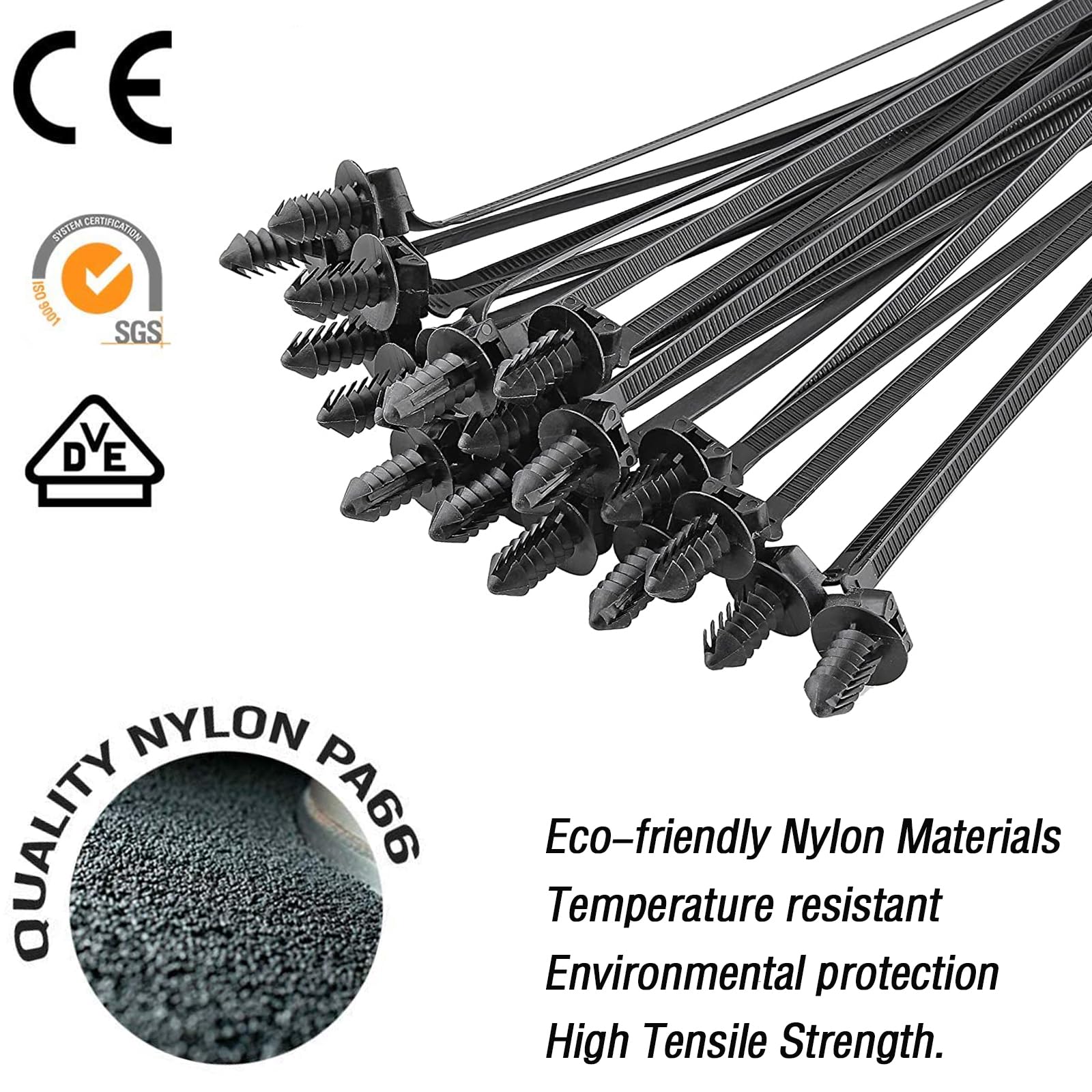 240Pcs Push Mount Cable Zip Tie,Nylon Self Locking Cable Strap,8 Most Popular Sizes,Heavy Duty Self Locking Uv Resistant Wire Ti