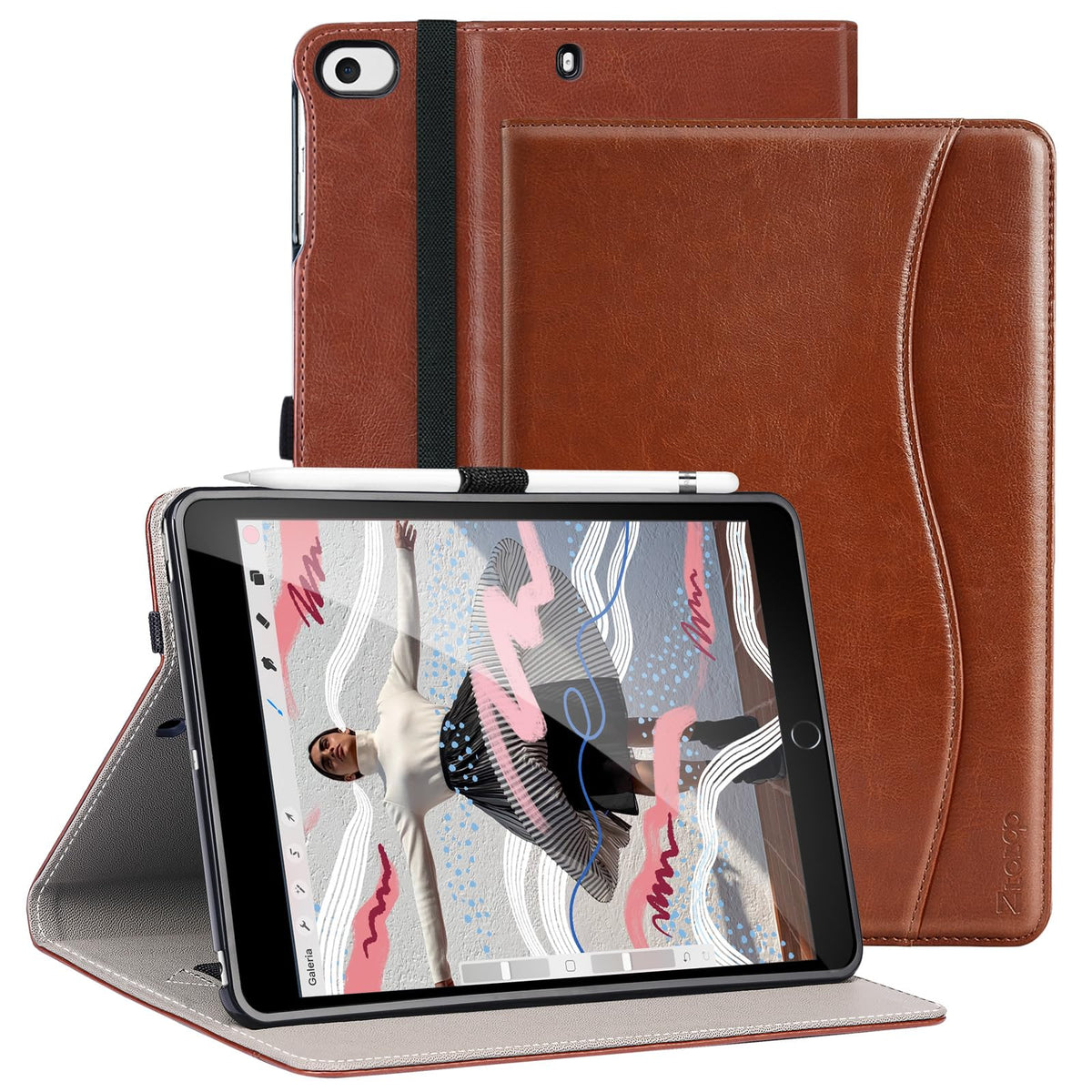 Ztotopcase For Ipad Mini 5 2019/Mini 4 3 2 1 Case 7.9 Inch, Premium Pu Leather Folio Stand Cover With Auto Wake/Sleep, Front Card Pocket For Ipad Mini 5Th/4Th/3Rd/2Nd/1St Generation, Brown
