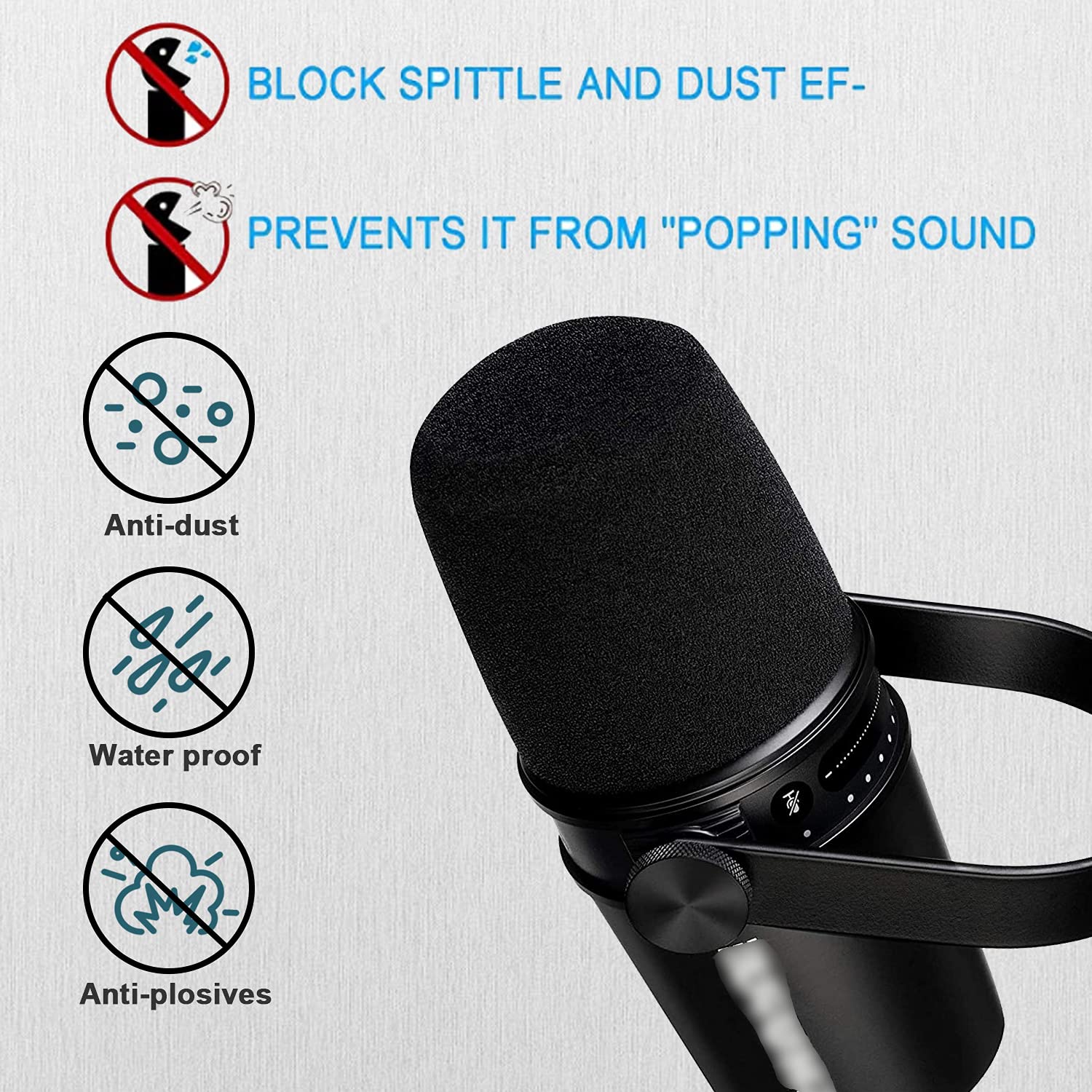 Boseen Microphone Foam Windscreen For Shure Mv7, Mic Cover Microphone Windscreen For Mv7 Professional Mic Foam For Recording, 3P