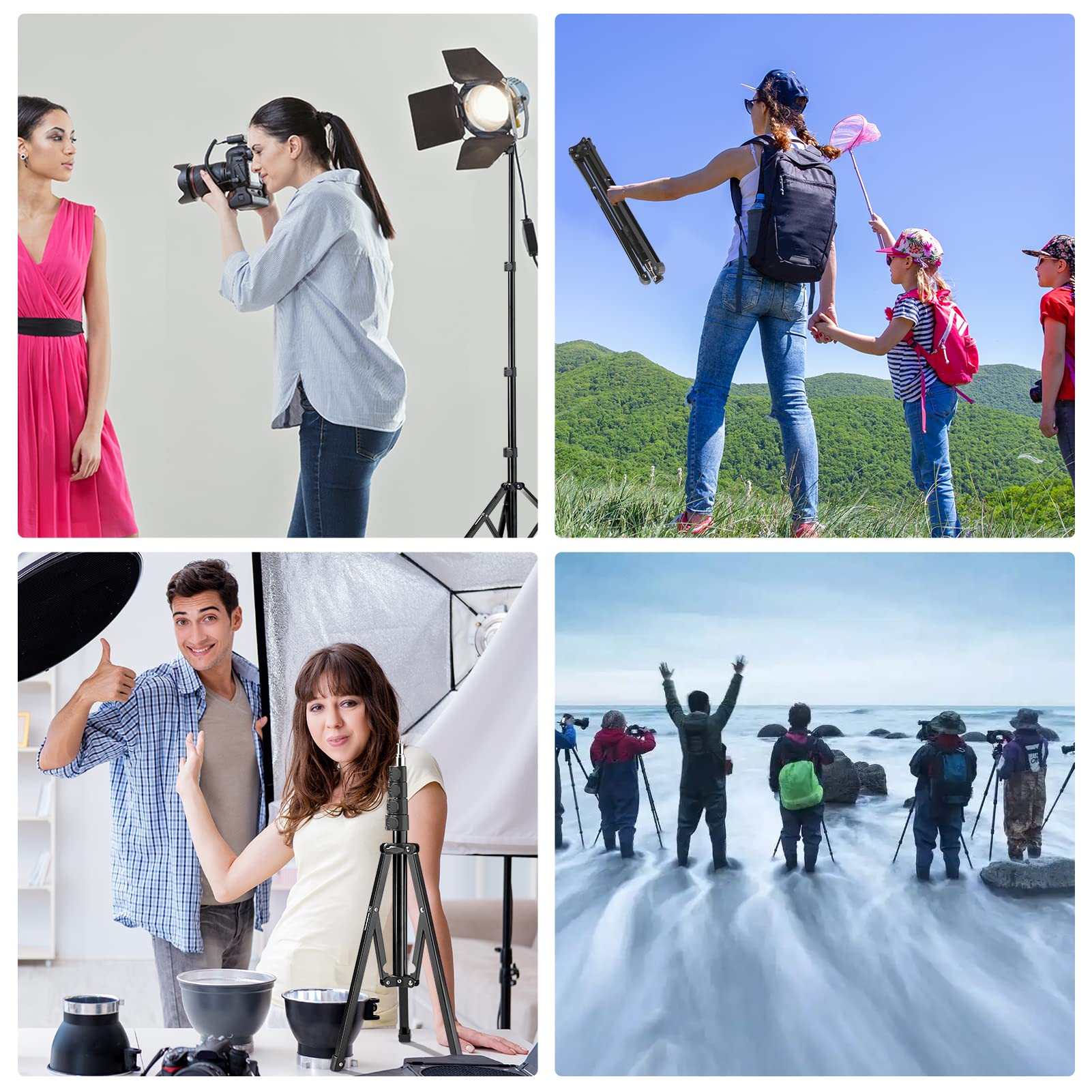 Wellmaking Light Stand, 72 Inches Led Light Stand Reverse Folding Light Tripod For Photography, Portable Light Tripod, Reflector