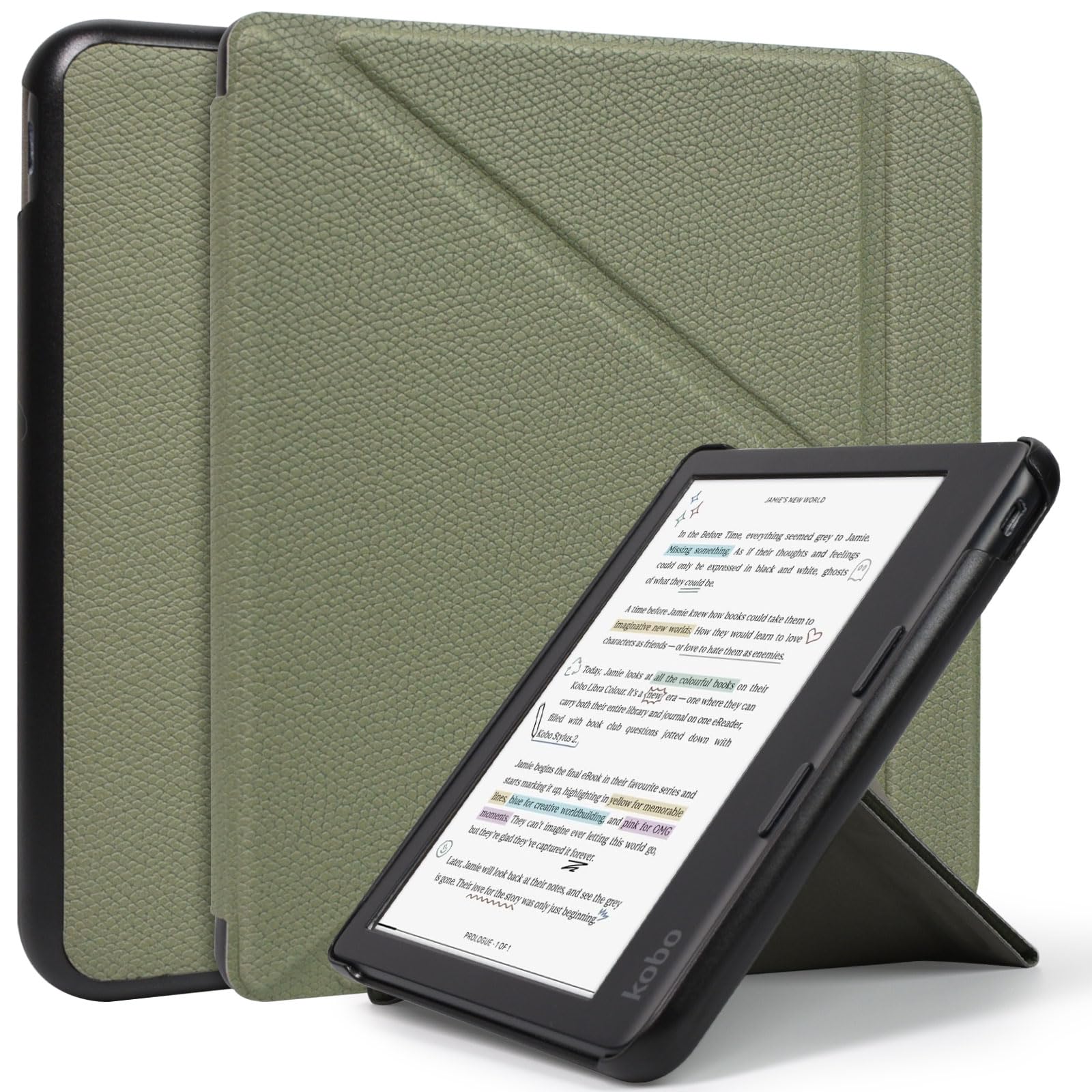 Caweet Case for Kobo Libra Colour 7 Inch 2024 Release, Premium PU Leather Origami Stand Protective Sleeve Cover with Auto Wake/S